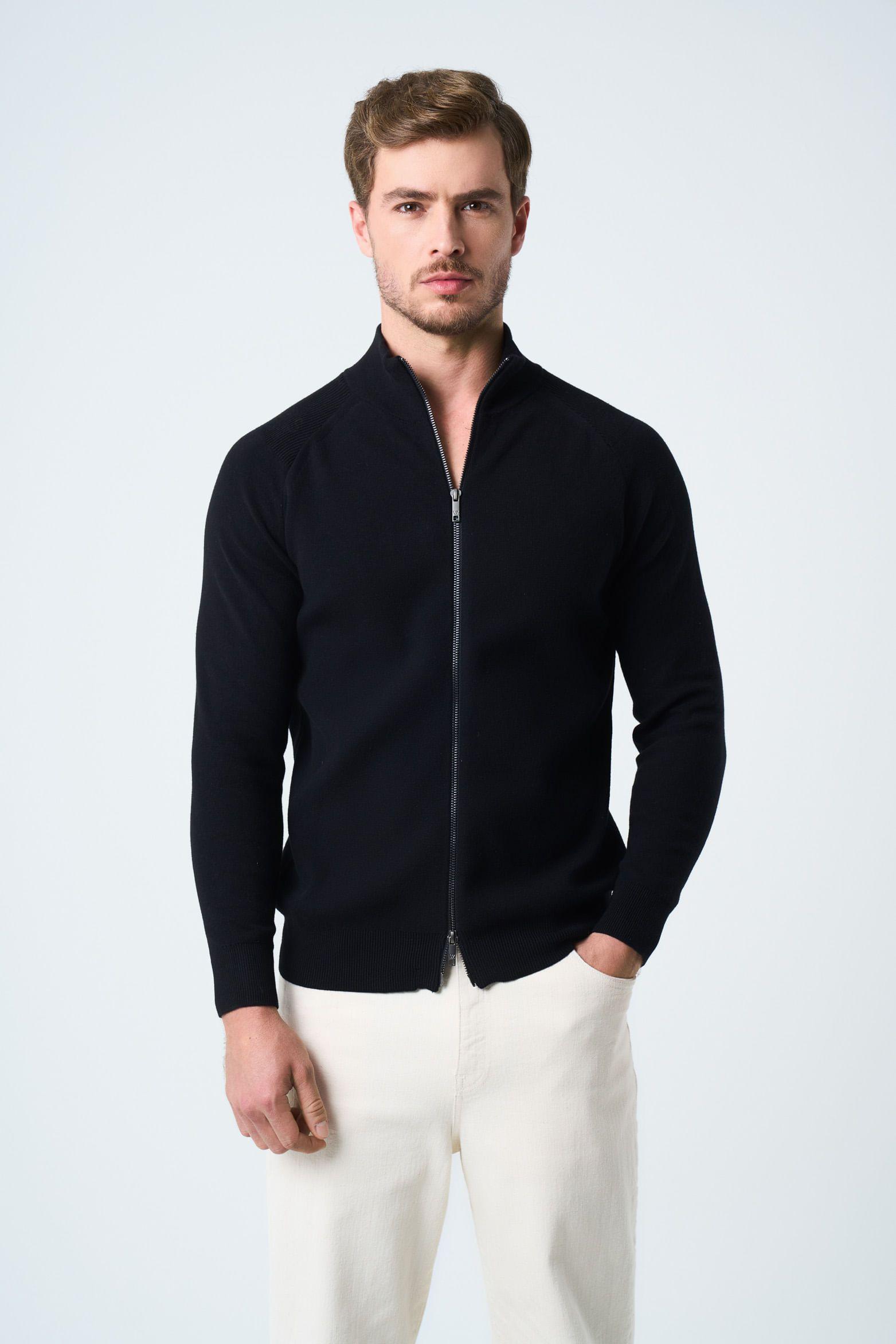 Vélez Sweater Misuri Tejido Para Hombre Cuello Alto Negro-1