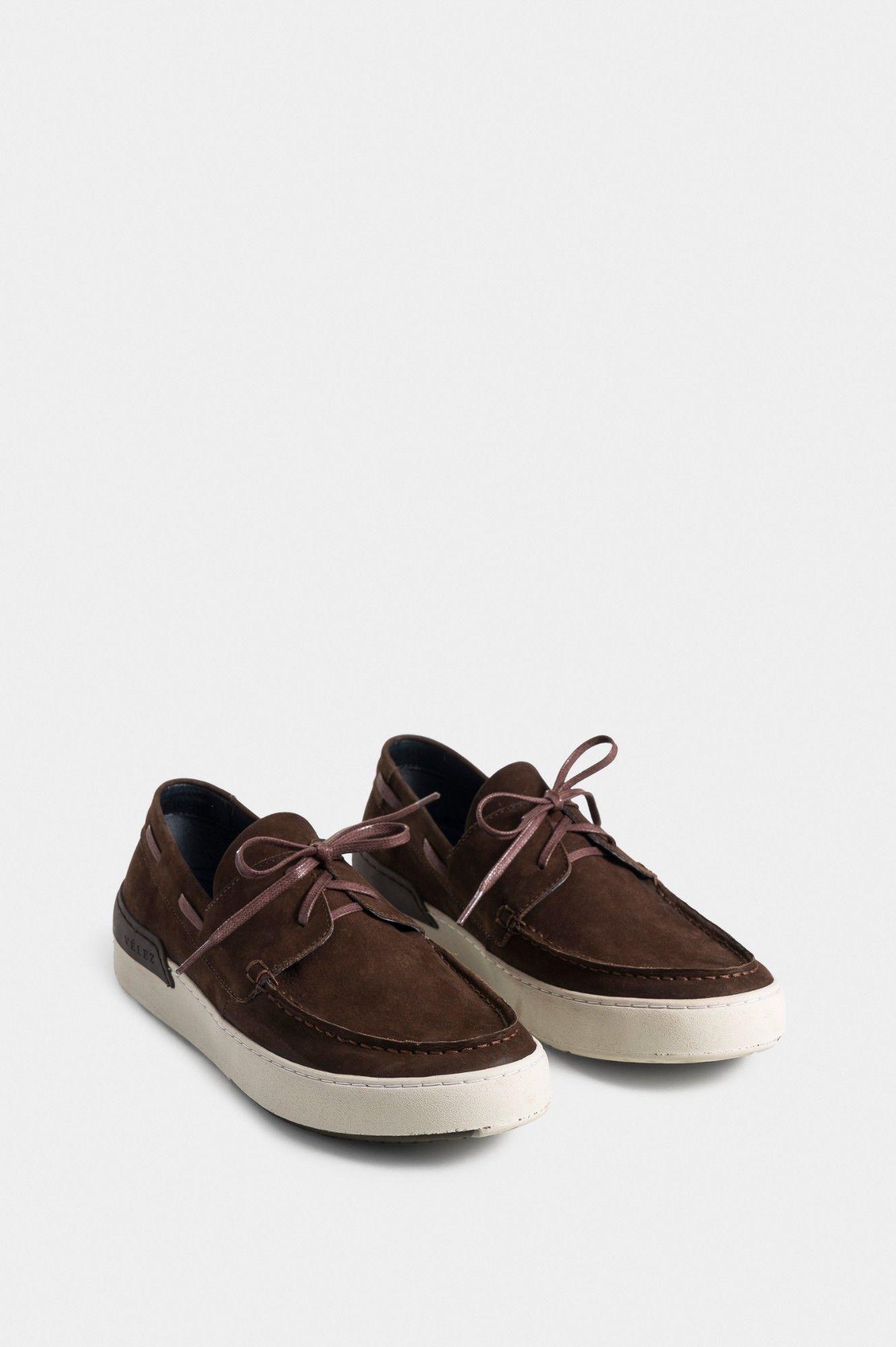 Vélez Mocasín Kansas Cuero Hombre Efecto Escribiente Café-1