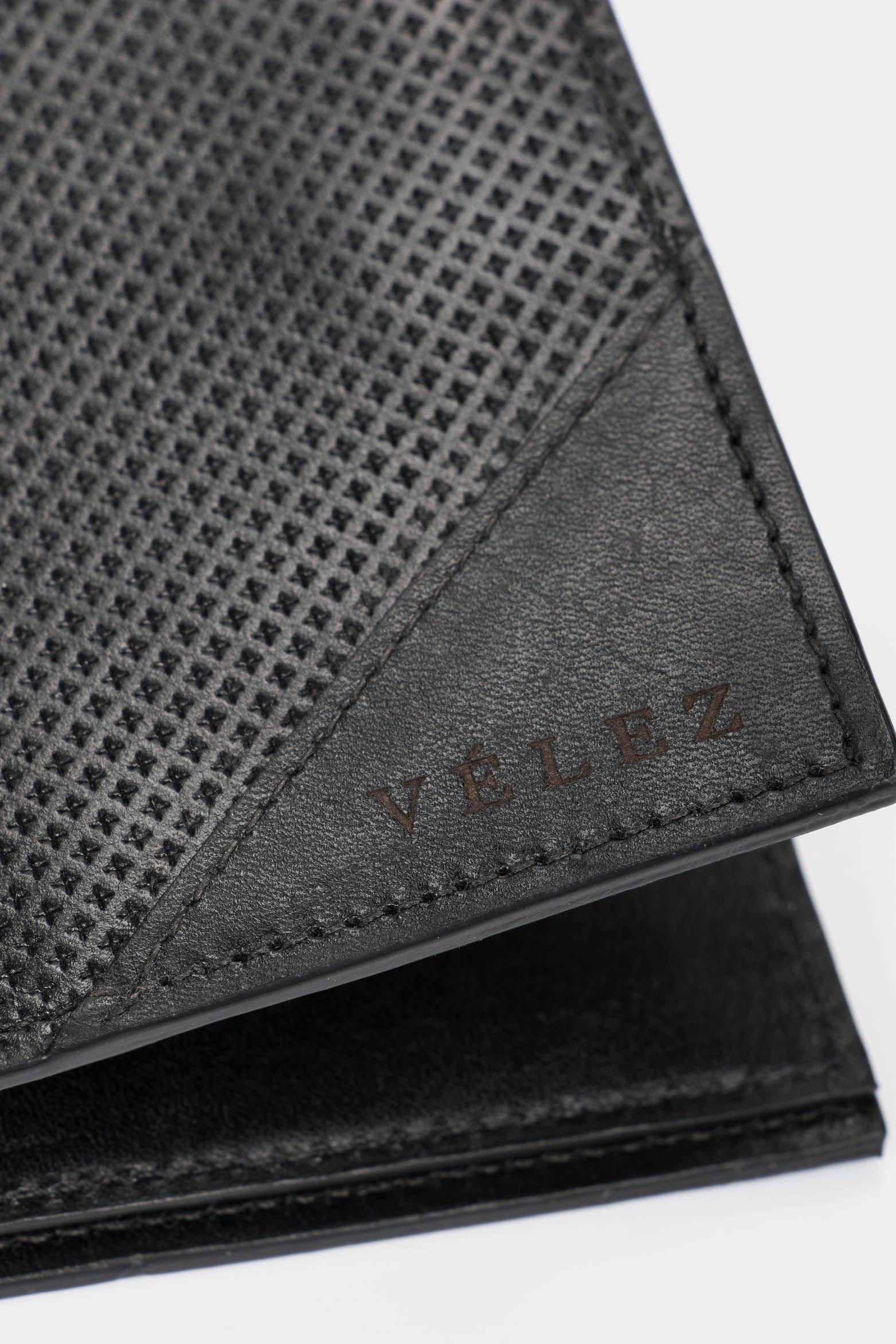 Vélez Billetera Titus Cuero Para Hombre Grabado Cruces Negro-4