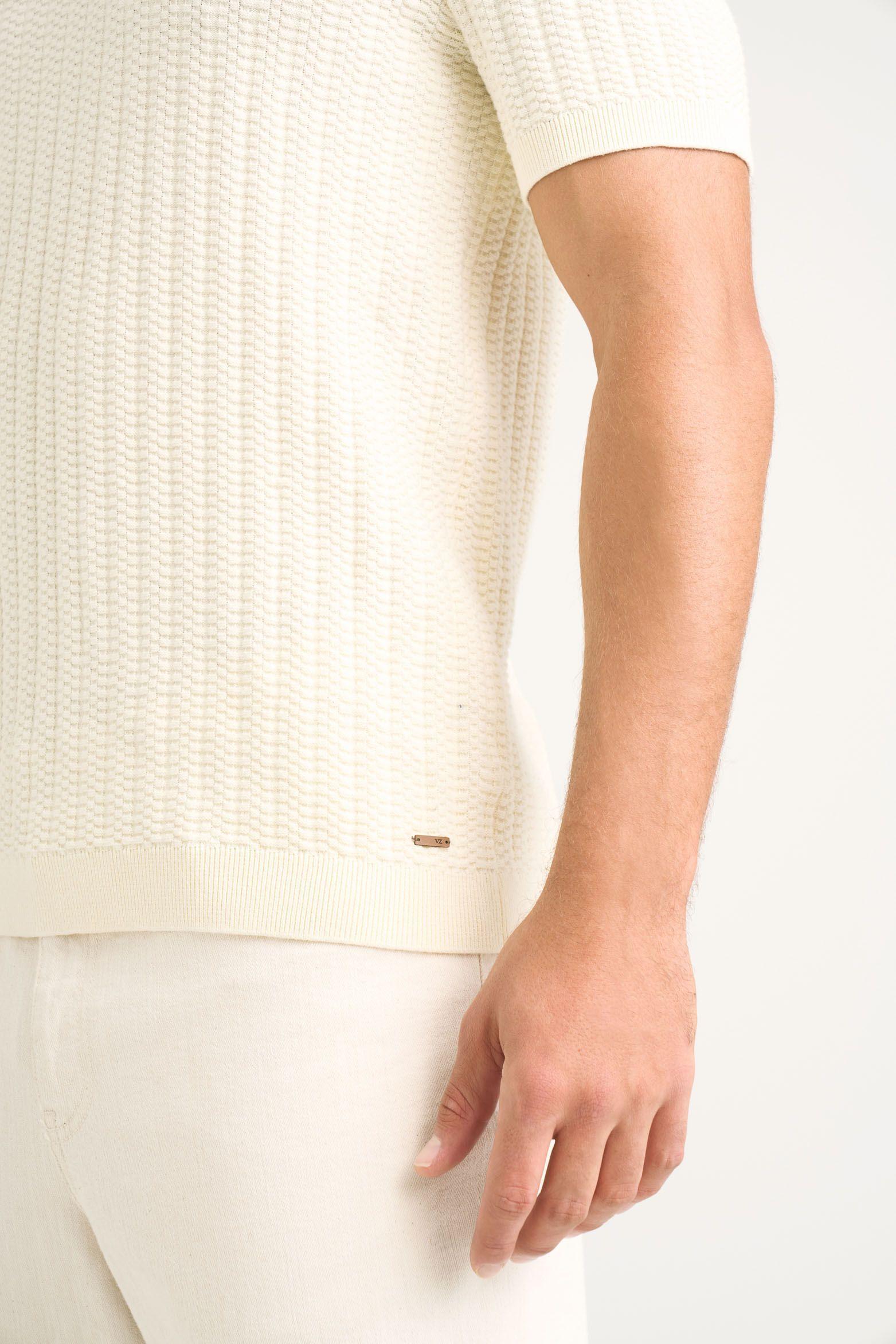Vélez Polo Hori Tejida Para Hombre base Texturizada Crema-4