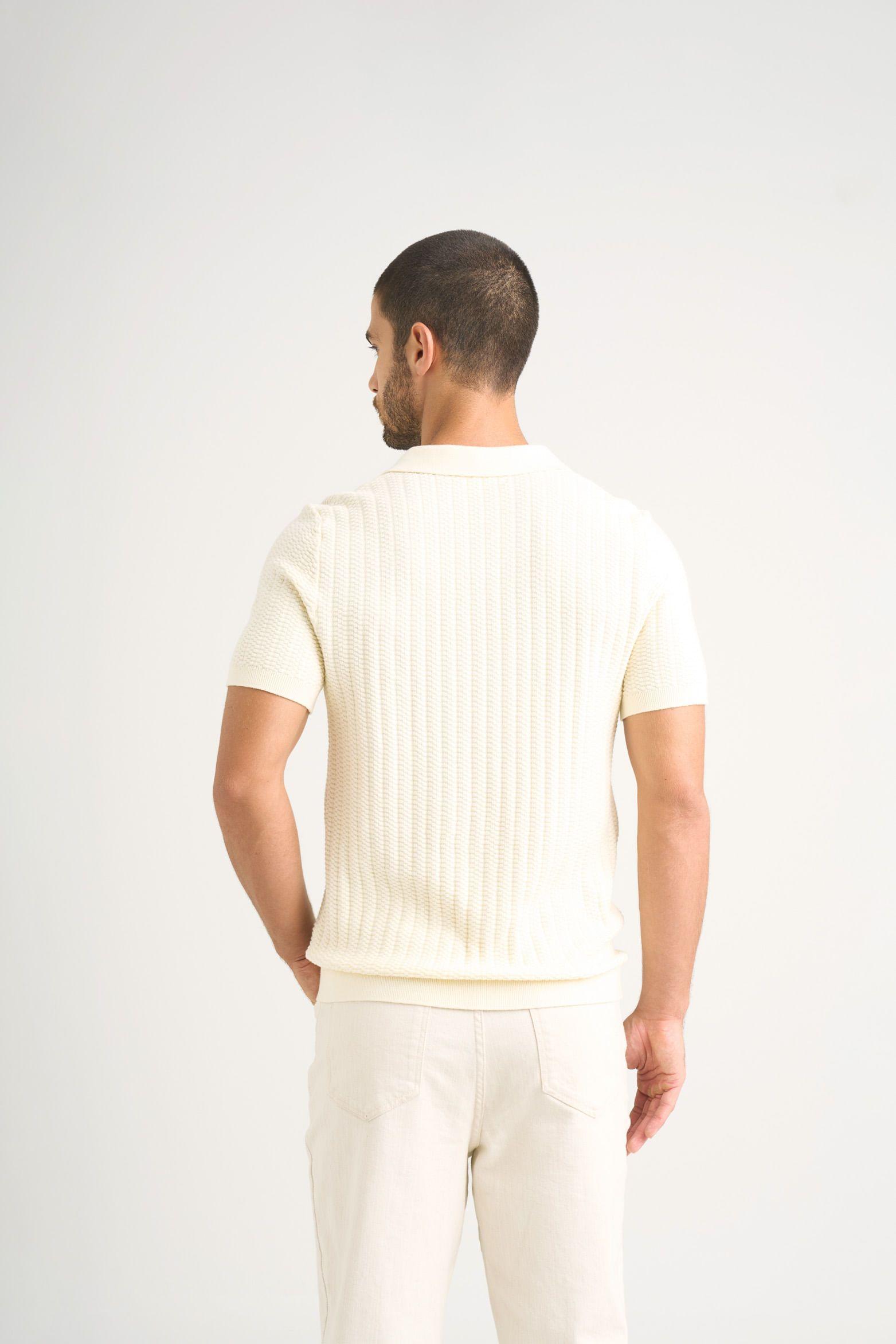 Vélez Polo Hori Tejida Para Hombre base Texturizada Crema-5