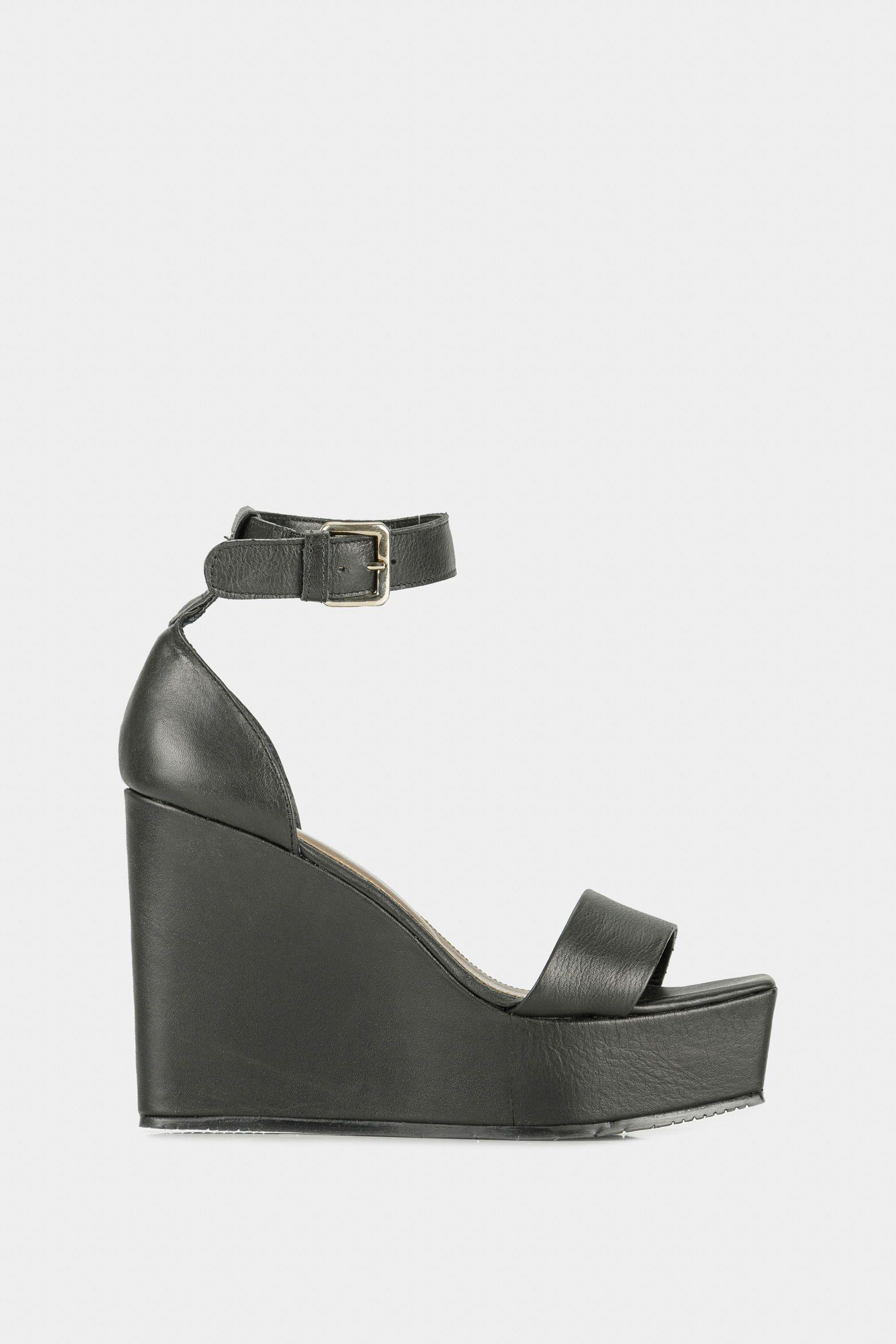 Vélez Sandalia Cortázar De Cuero Mujer Plataforma Alta Negro-0