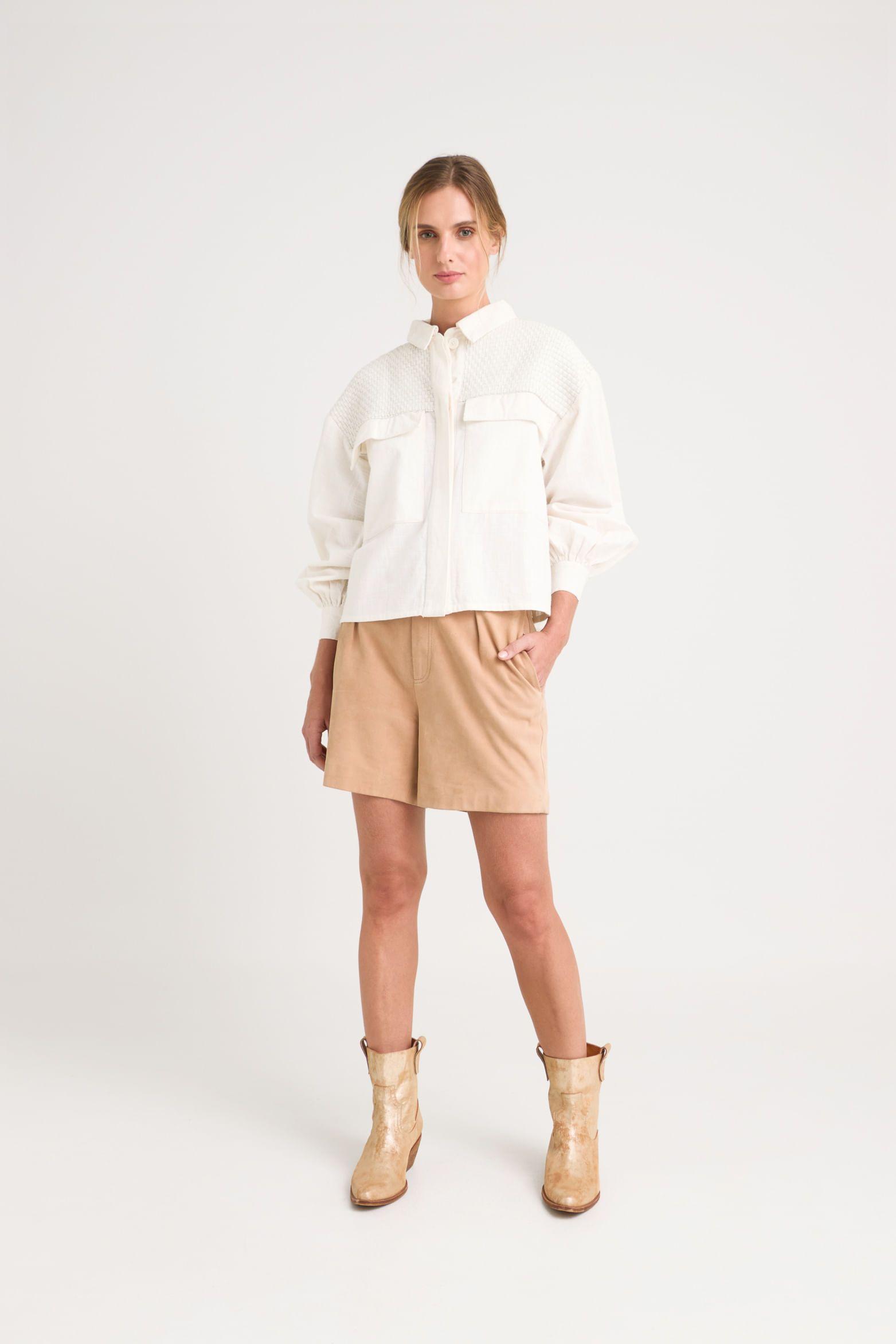 Vélez Chaqueta Oversized Iris Lino Mujer Tejida Crema-1