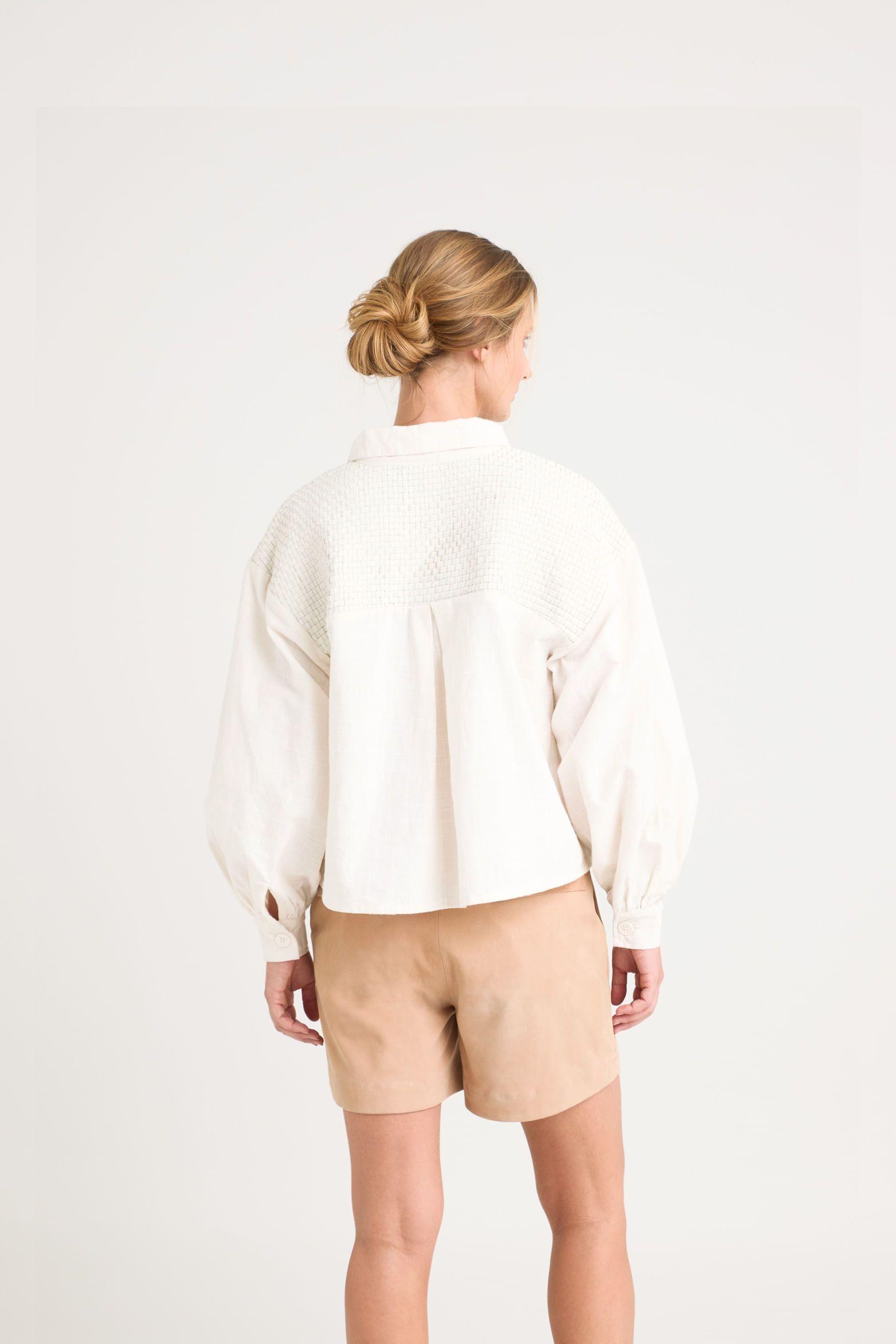 Vélez Chaqueta Oversized Iris Lino Mujer Tejida Crema-5