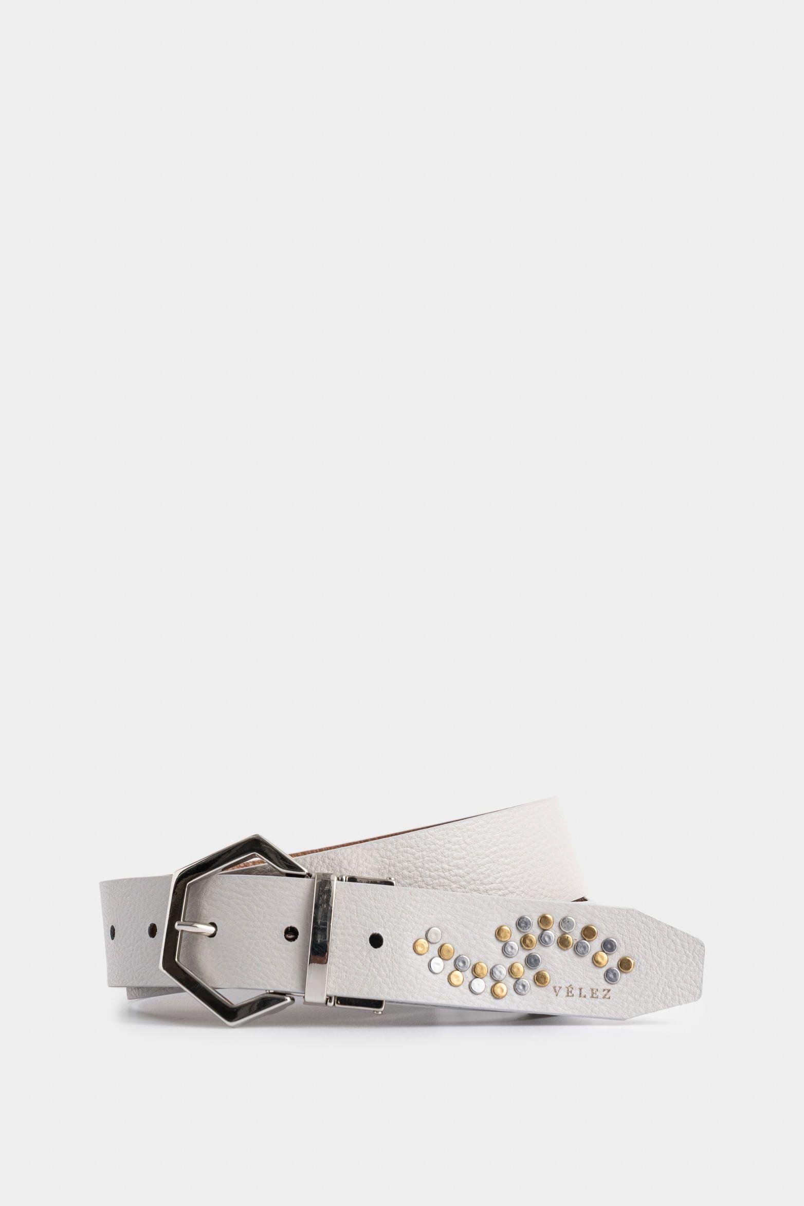 Vélez Cinturón Doble Faz Eclipse De Cuero Mujer Aplique Gris-0