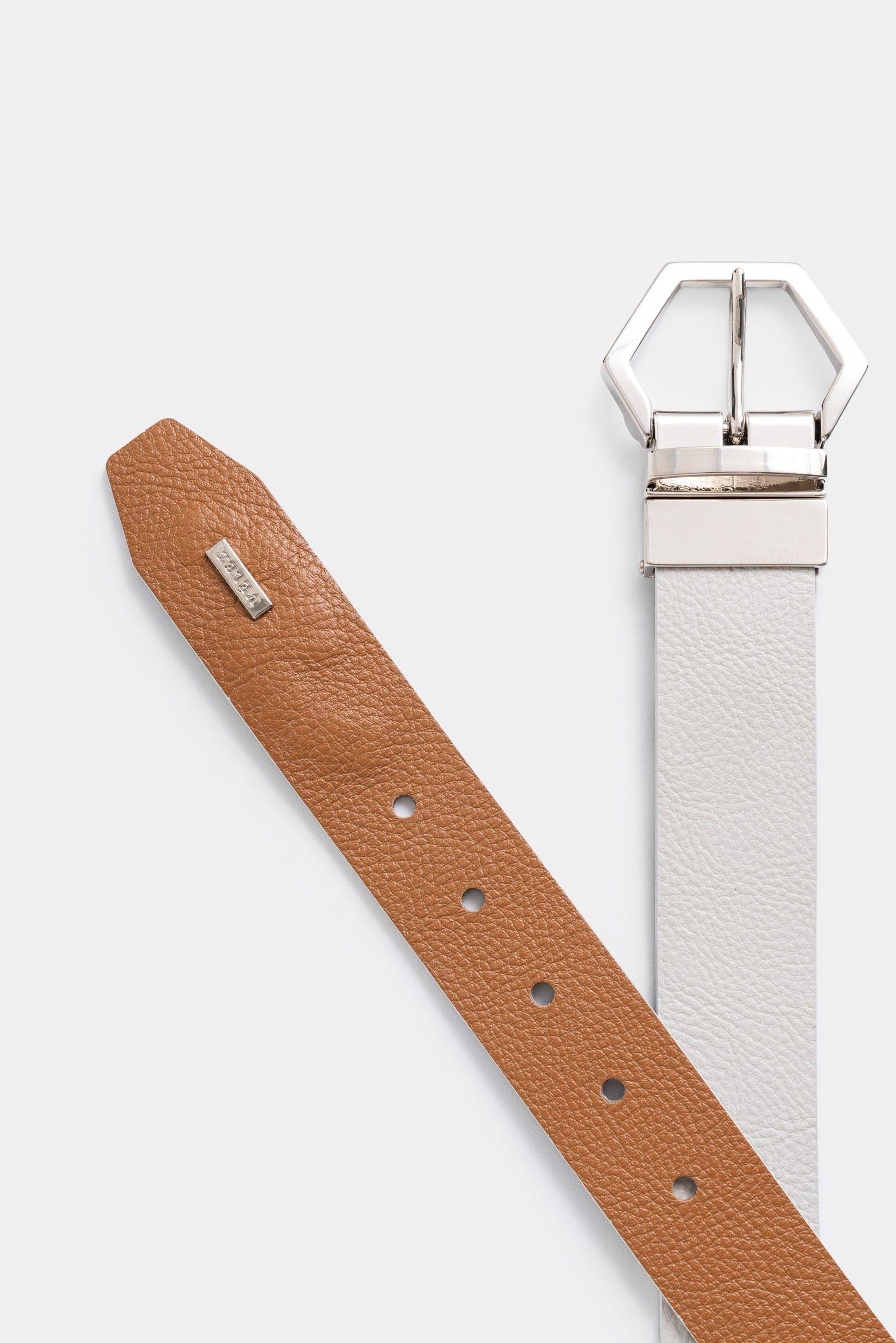 Vélez Cinturón Doble Faz Eclipse De Cuero Mujer Aplique Gris-2