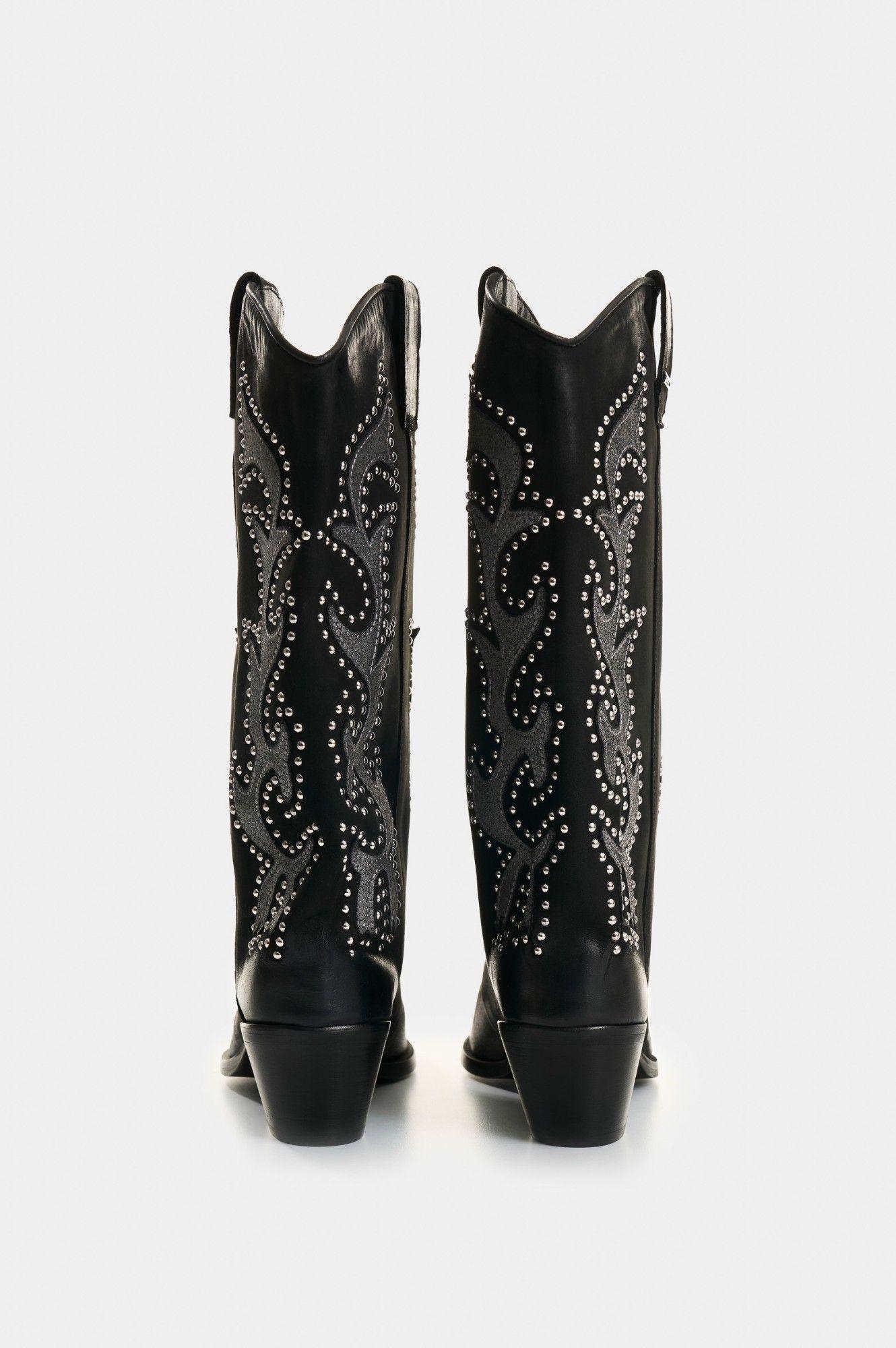 Vélez Botines De Cuero Para Mujer Moon Negro-2