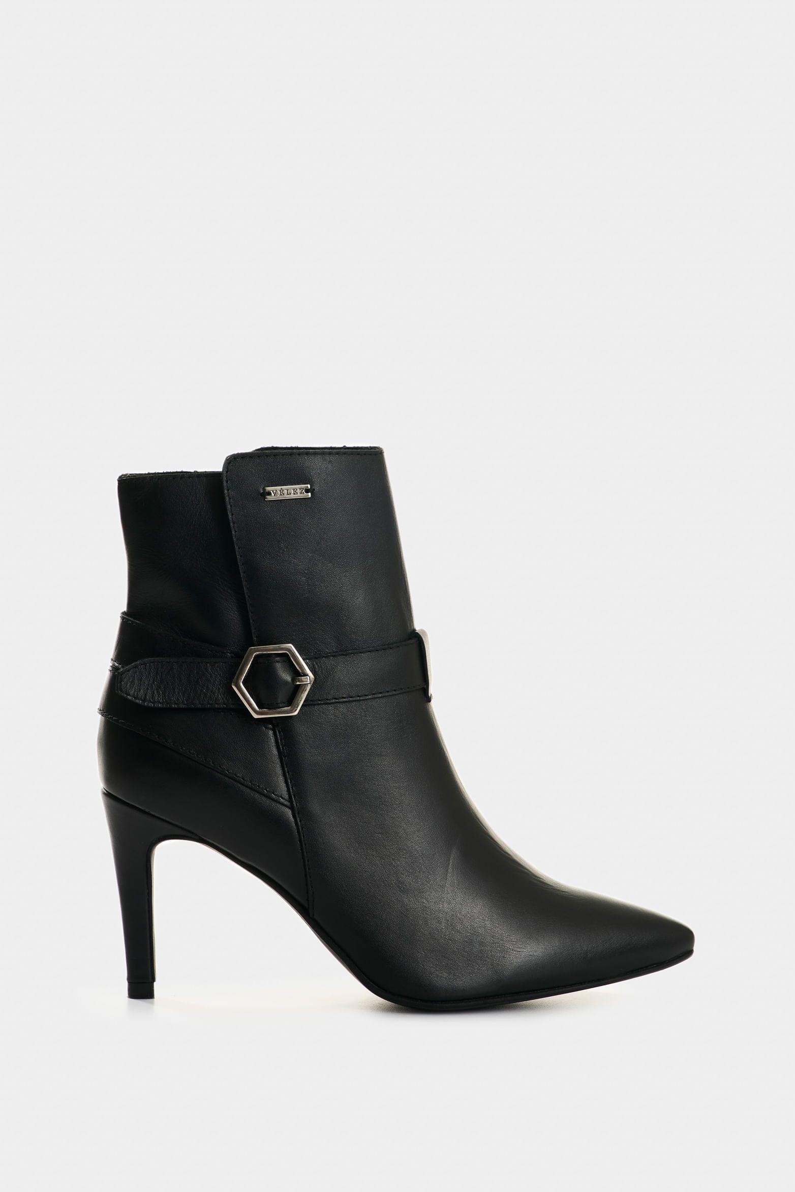 Vélez Botines Calix De Cuero  Mujer Silueta Office Negro-0