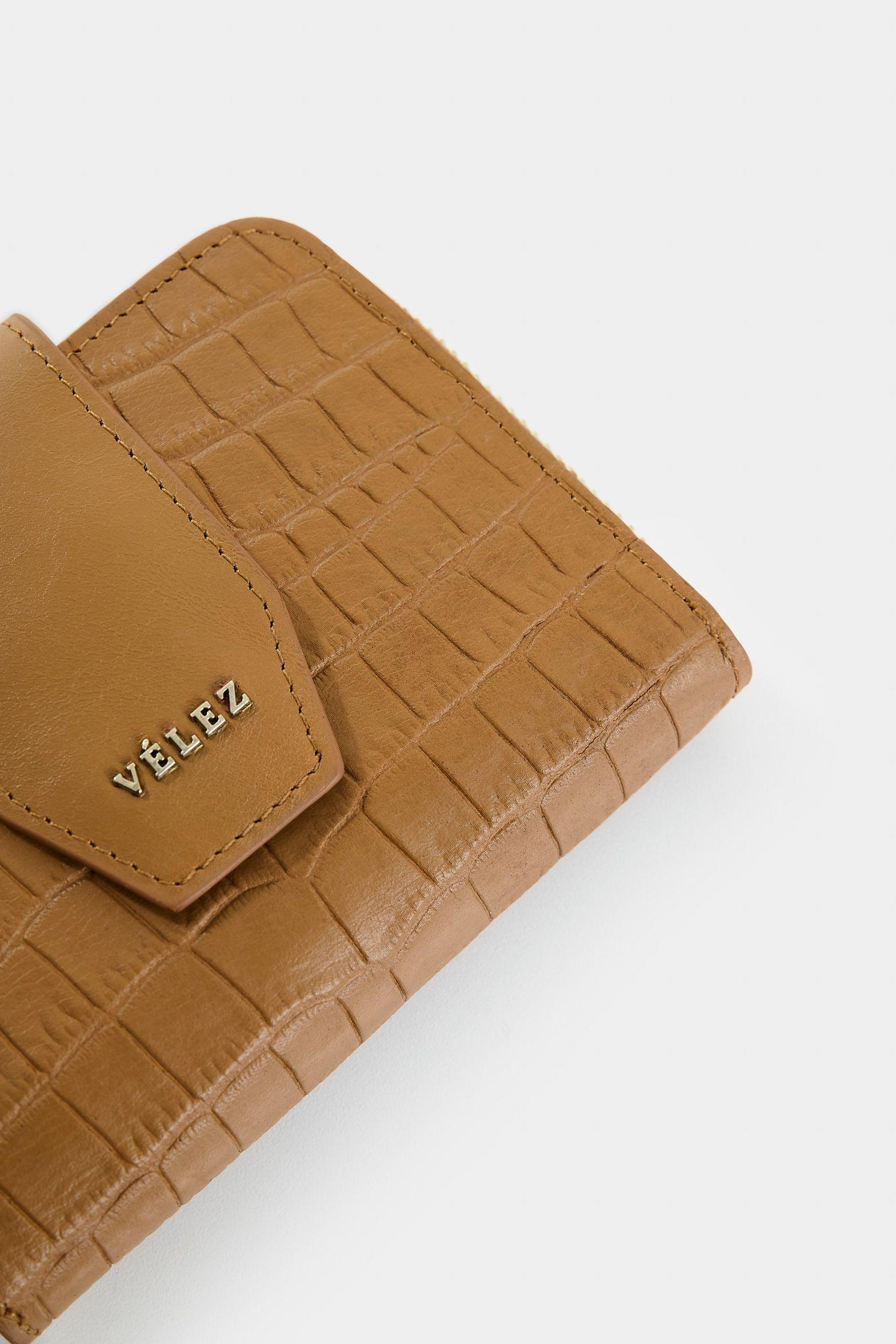Vélez Billetera Hiedra De Cuero Para Mujer Grabado Miel-3
