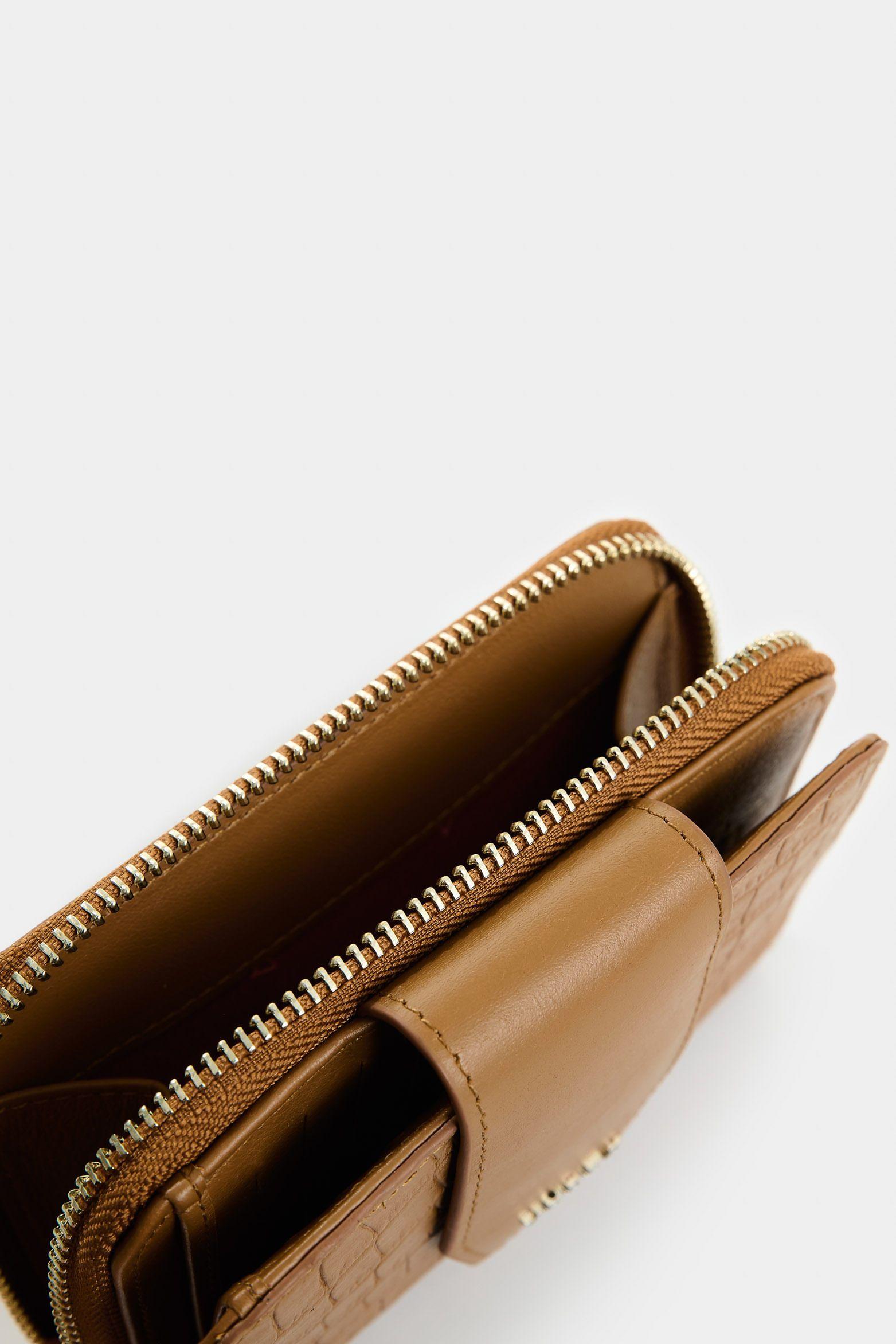 Vélez Billetera Hiedra De Cuero Para Mujer Grabado Miel-4