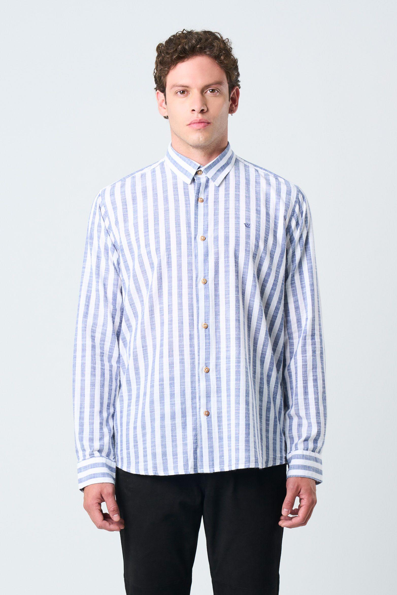 Vélez Camisa Elina  Hombre Estampado A Rayas Azul Oscuro-0