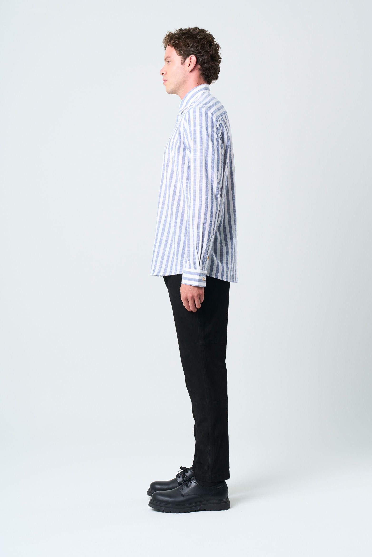 Vélez Camisa Elina  Hombre Estampado A Rayas Azul Oscuro-1