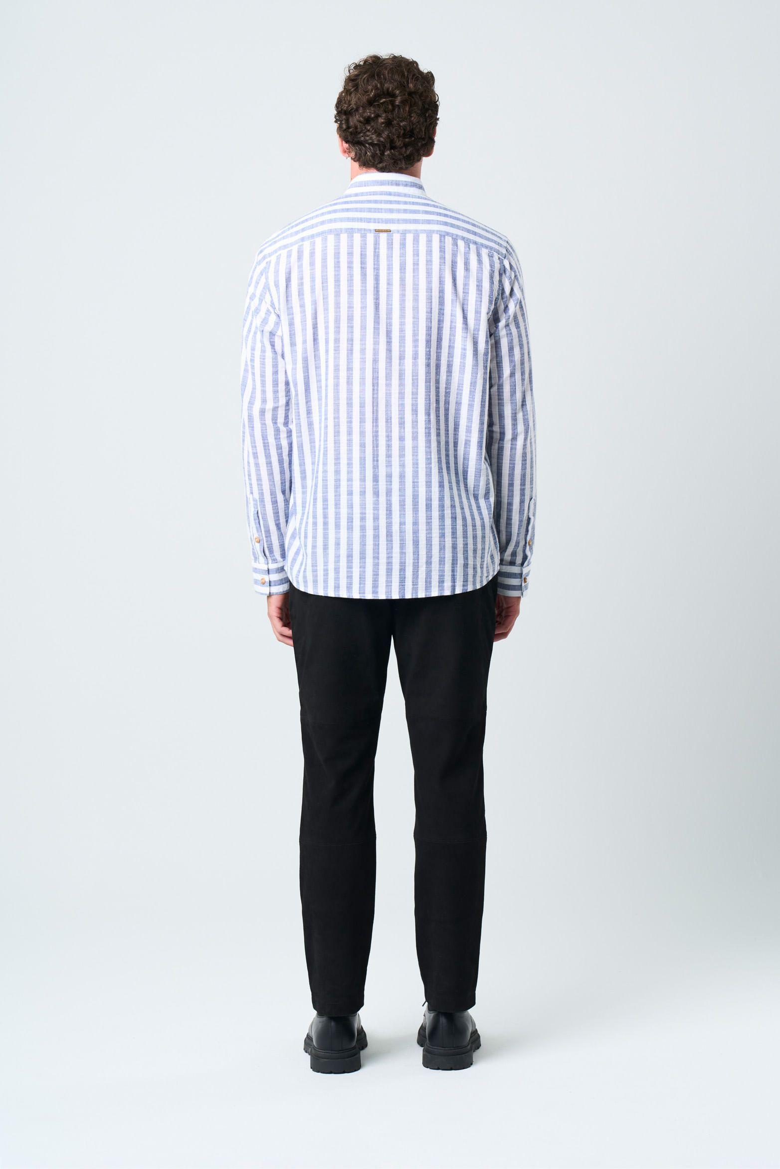 Vélez Camisa Elina  Hombre Estampado A Rayas Azul Oscuro-2