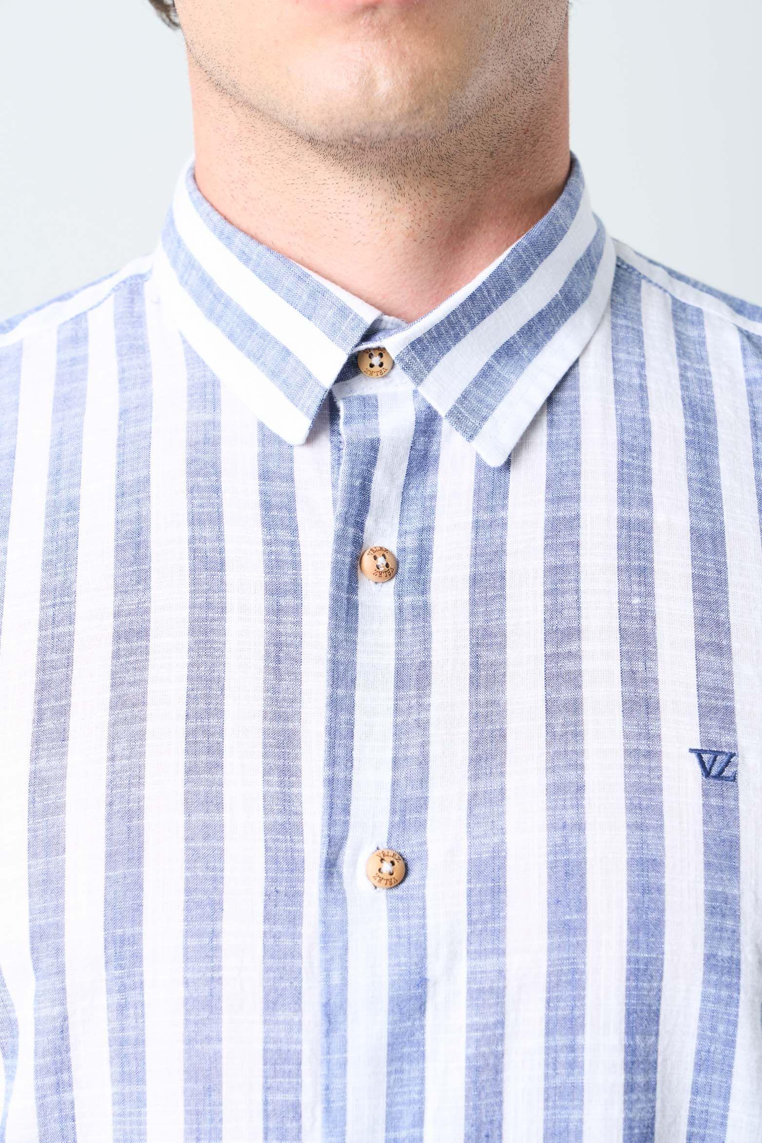 Vélez Camisa Elina  Hombre Estampado A Rayas Azul Oscuro-5