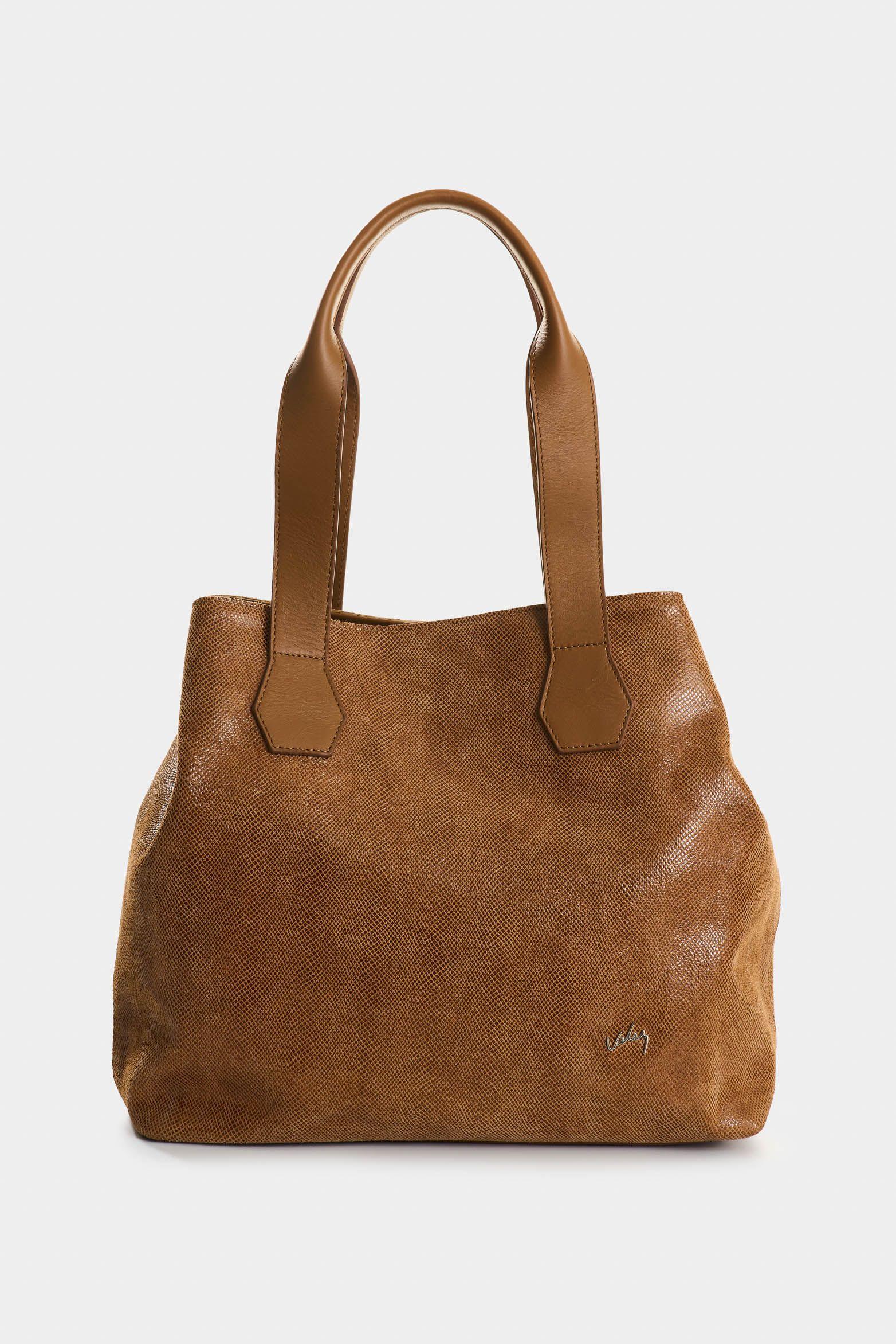 Vélez Shopping De Cuero Gamuzado Y Folia Mujer Silena Miel-0