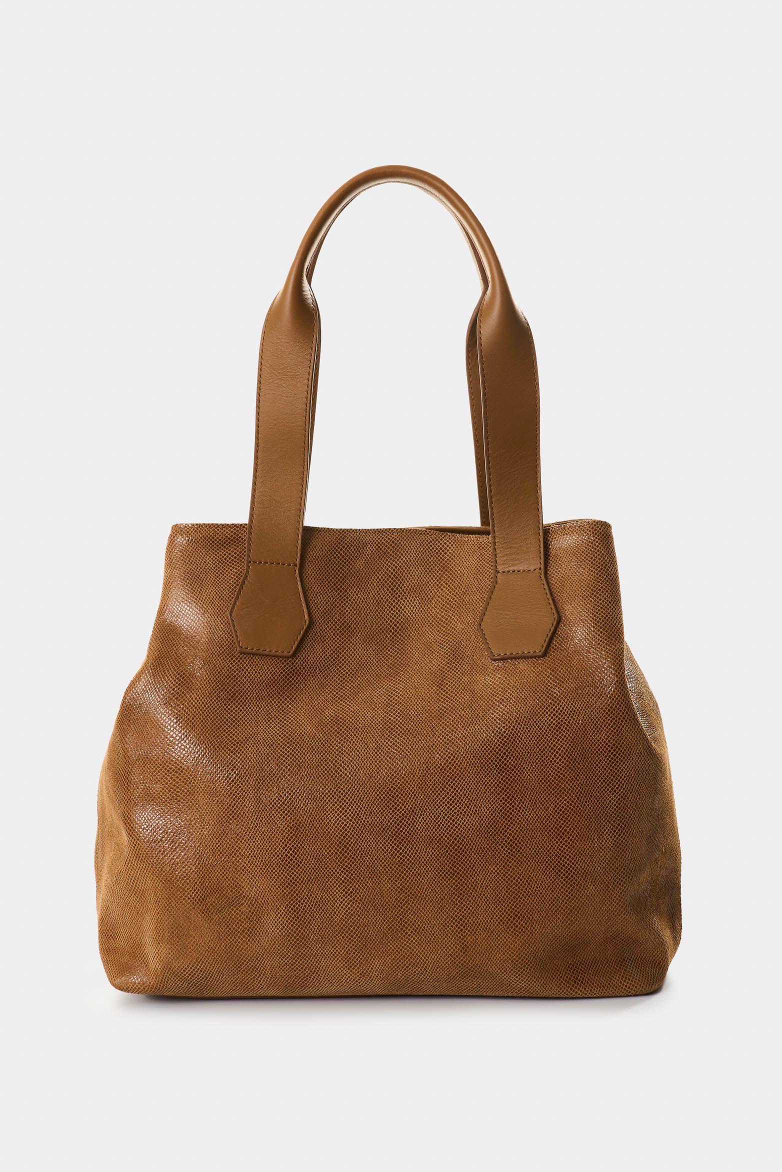 Vélez Shopping De Cuero Gamuzado Y Folia Mujer Silena Miel-2