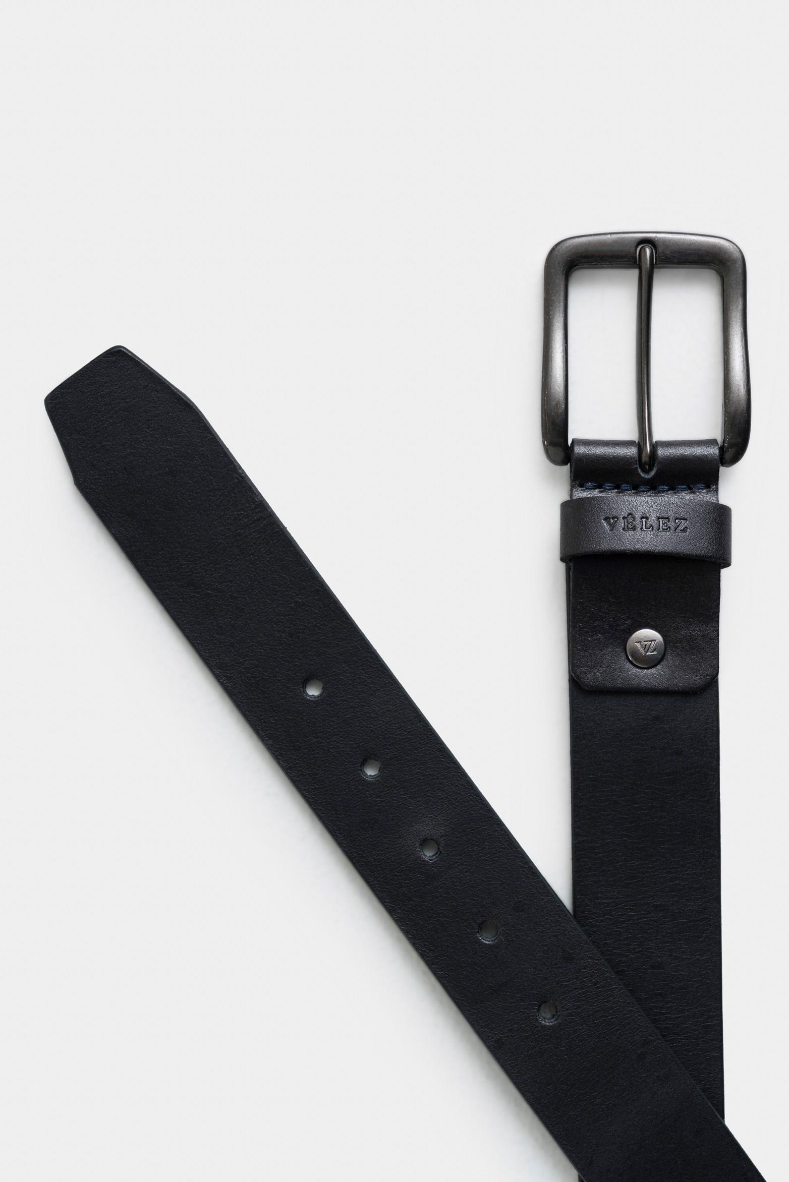 Vélez Cinturón Missouri Cuero Hombre  Vintage Azul Oscuro-2