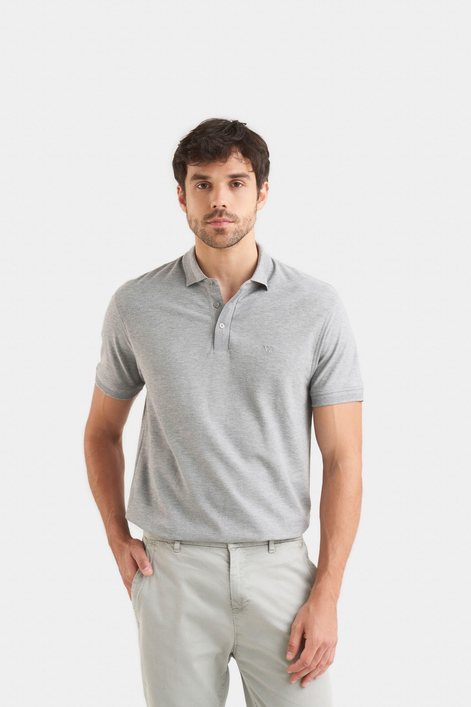 Vélez Polo Casual Algodón Pima Gris-0