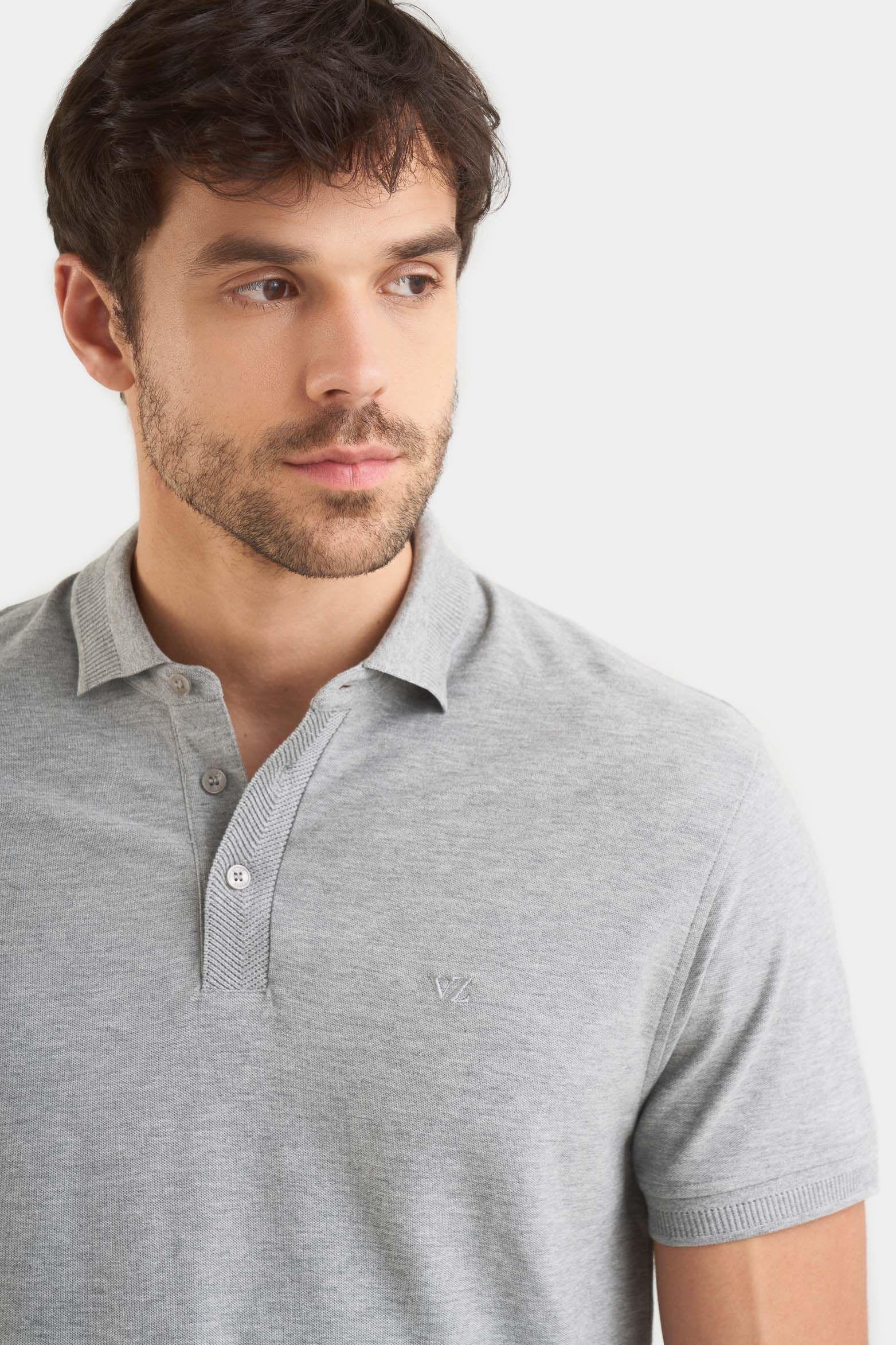 Vélez Polo Casual Algodón Pima Gris-1