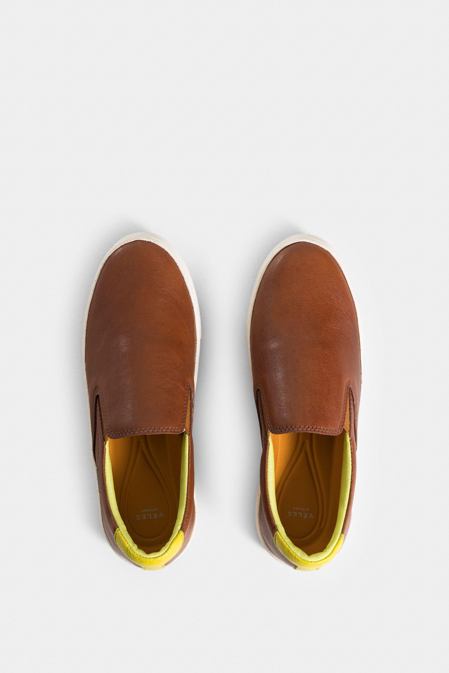 Vélez Mocasín portivos Saturno Cuero Mujer Miel-3