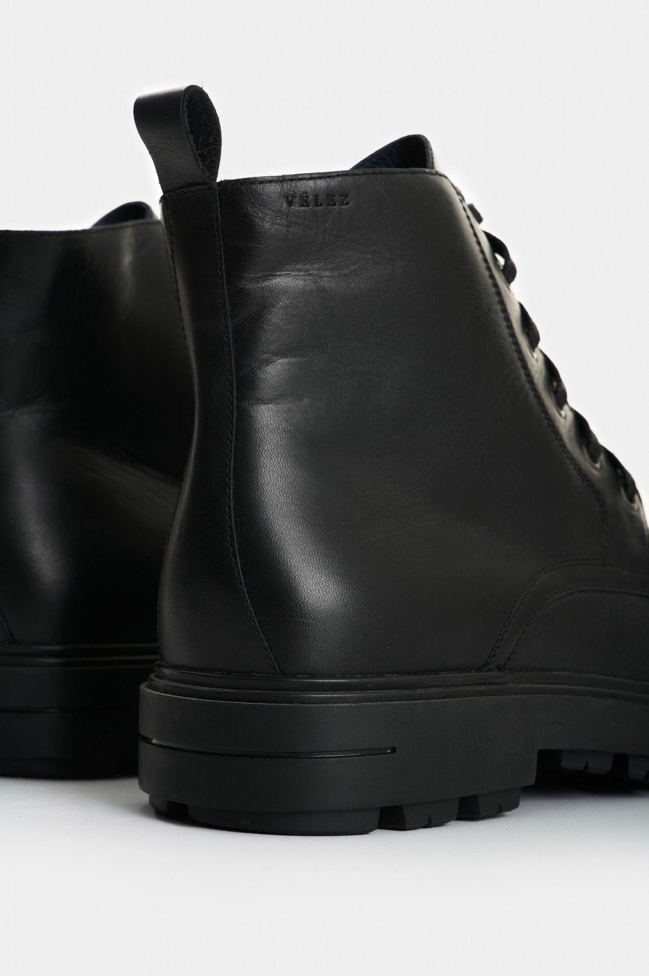 Vélez Botas Alameda De Cuero Para Hombre Atemporal Negro-4