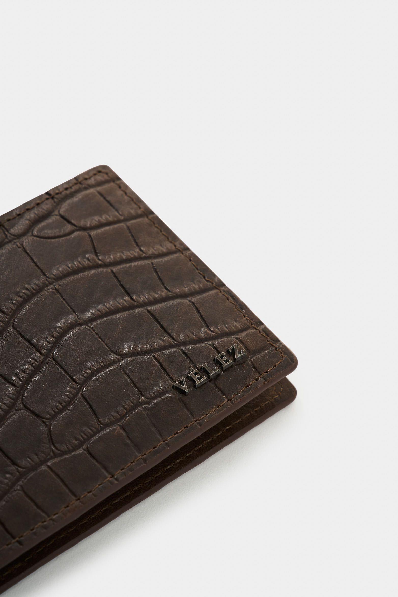 Vélez Billetera De Cuero Grabado Para Hombre Astra Cafe-3