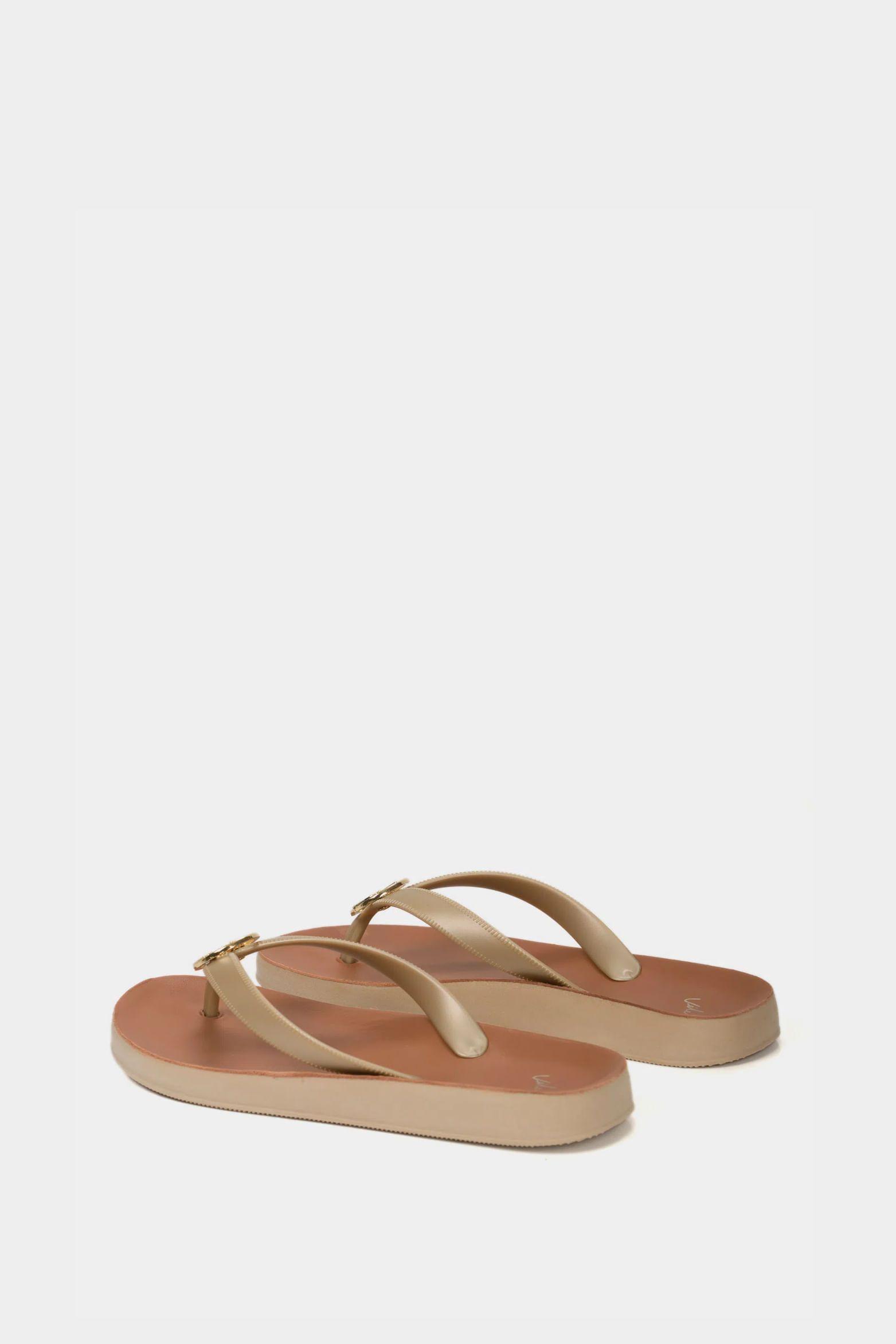 Vélez Sandalia Playera De Cuero Para Mujer Herraje VZ Dorado-2