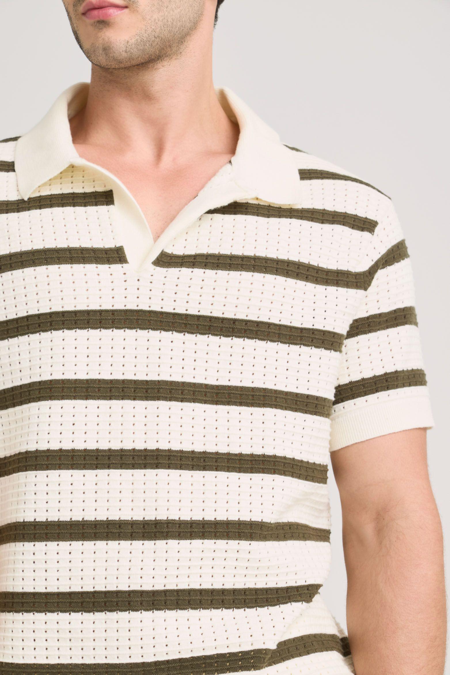 Vélez Polera Cuello Aurora Manga Corta Hombre Textura Crema-2