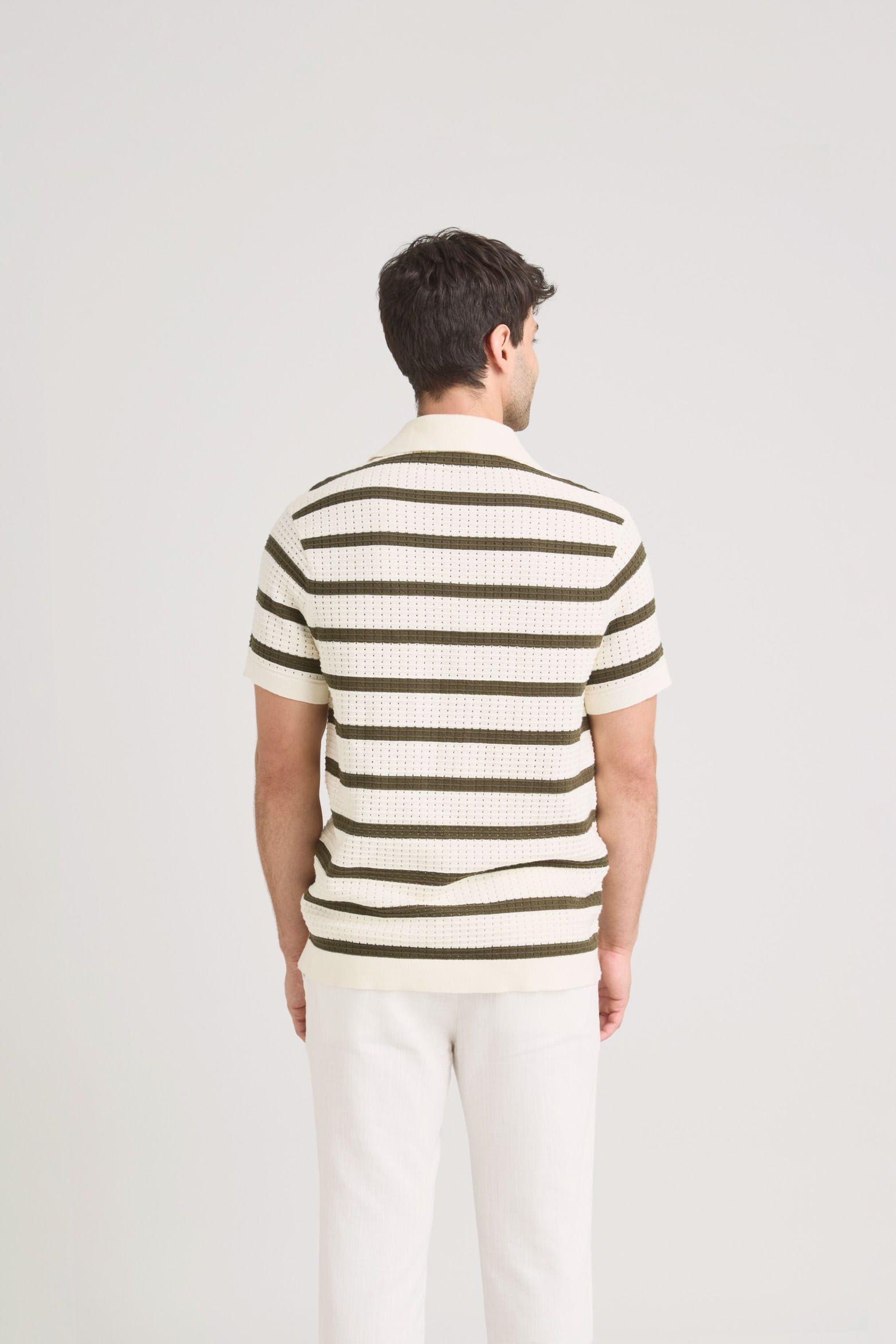 Vélez Polera Cuello Aurora Manga Corta Hombre Textura Crema-5