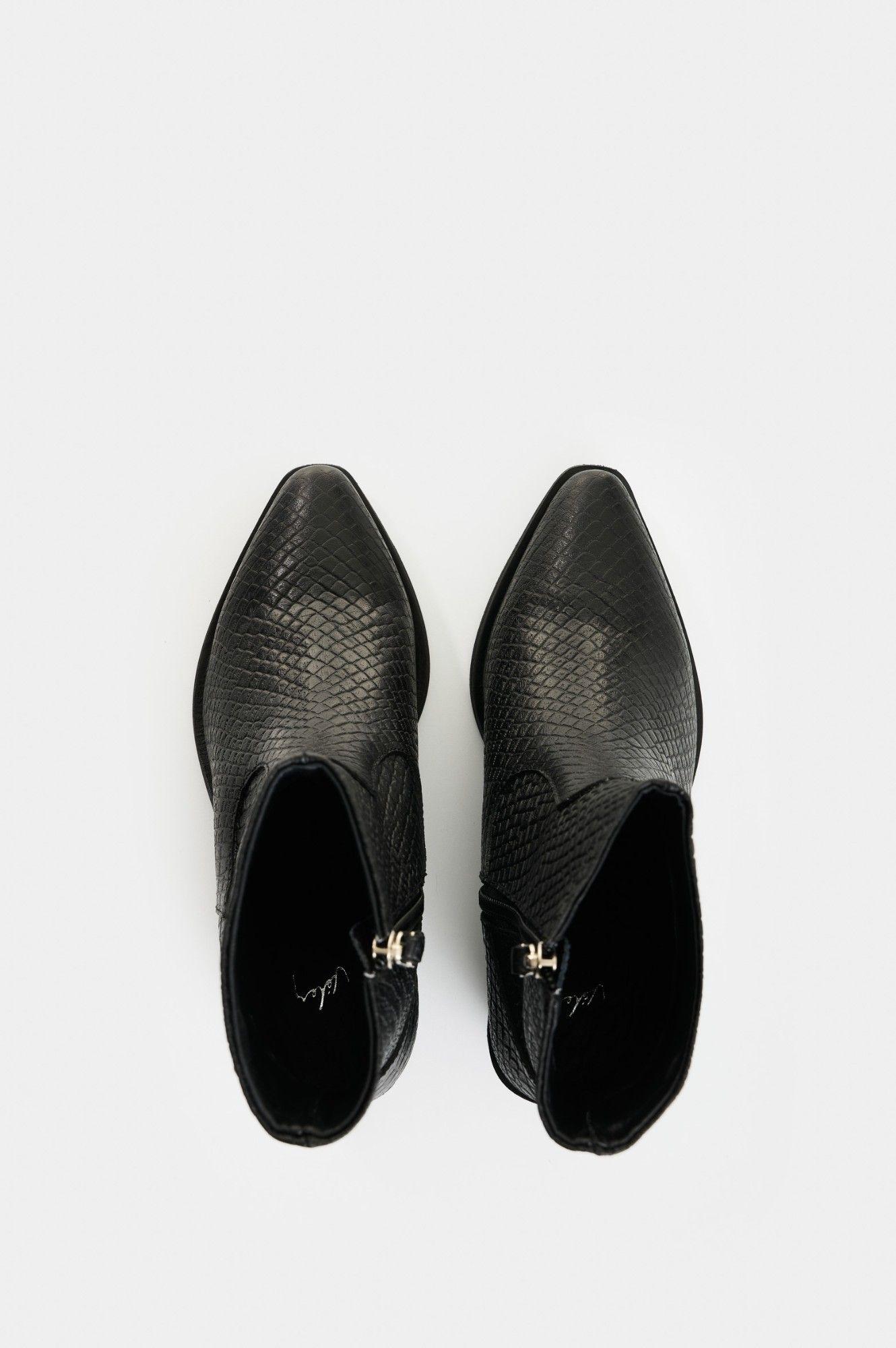 Vélez Botines Cuero Grabado Mujer Mercurio Negro-3