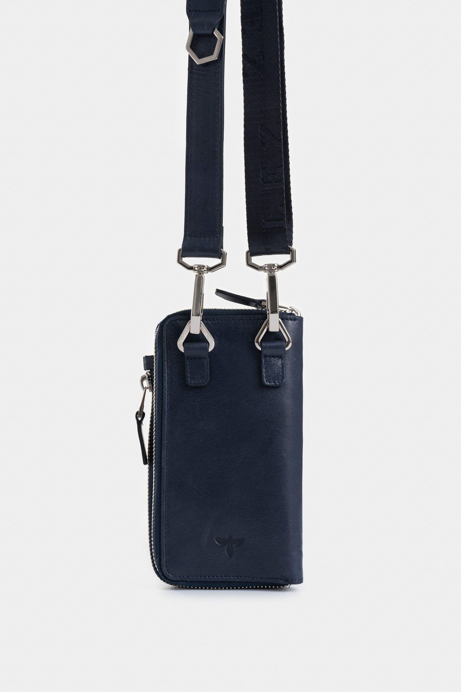 Billetera halo de cuero para hombre porta celular azul oscuro-2