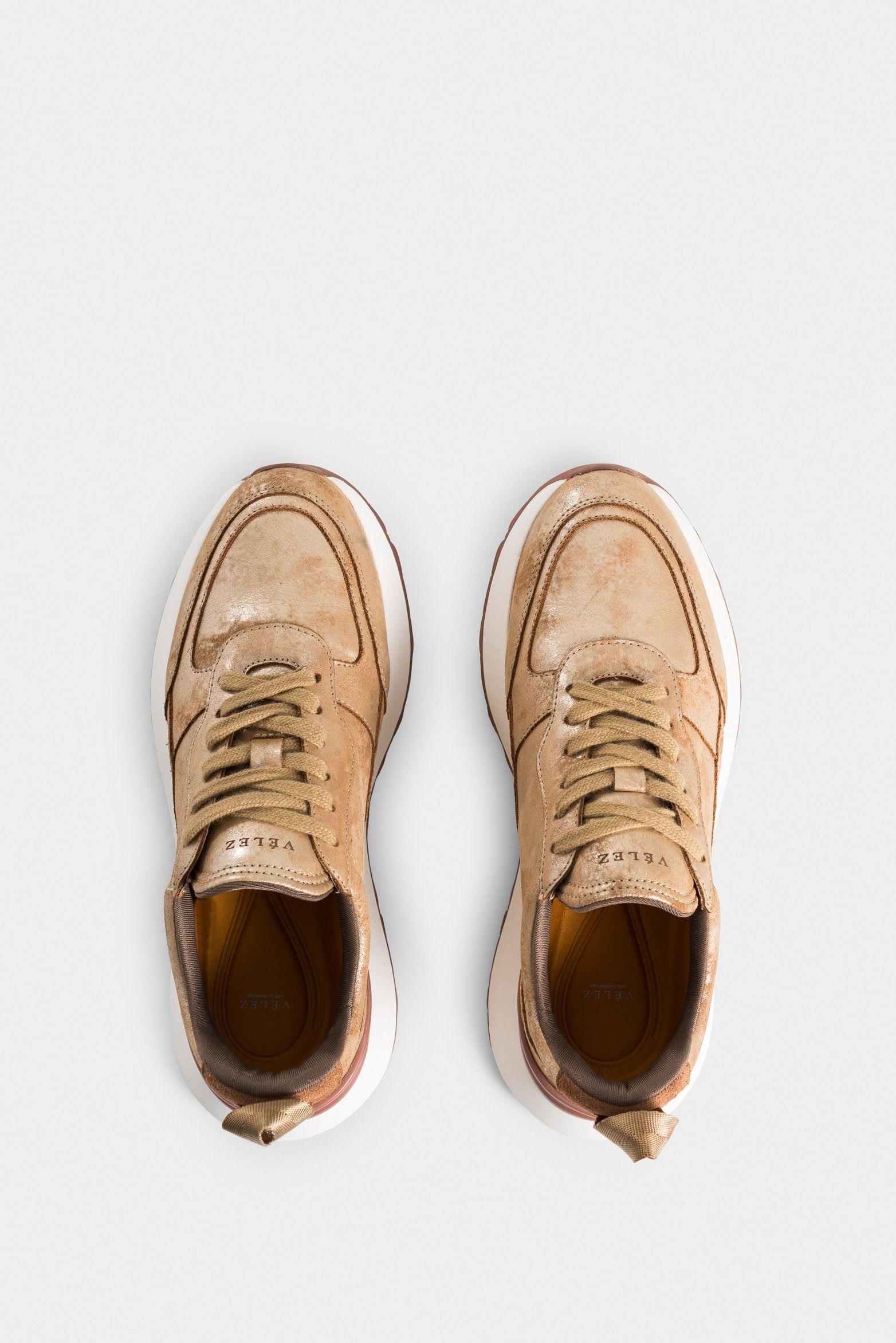 Vélez Zapatillas Aurora De Cuero Folia Para Mujer Dorado-3