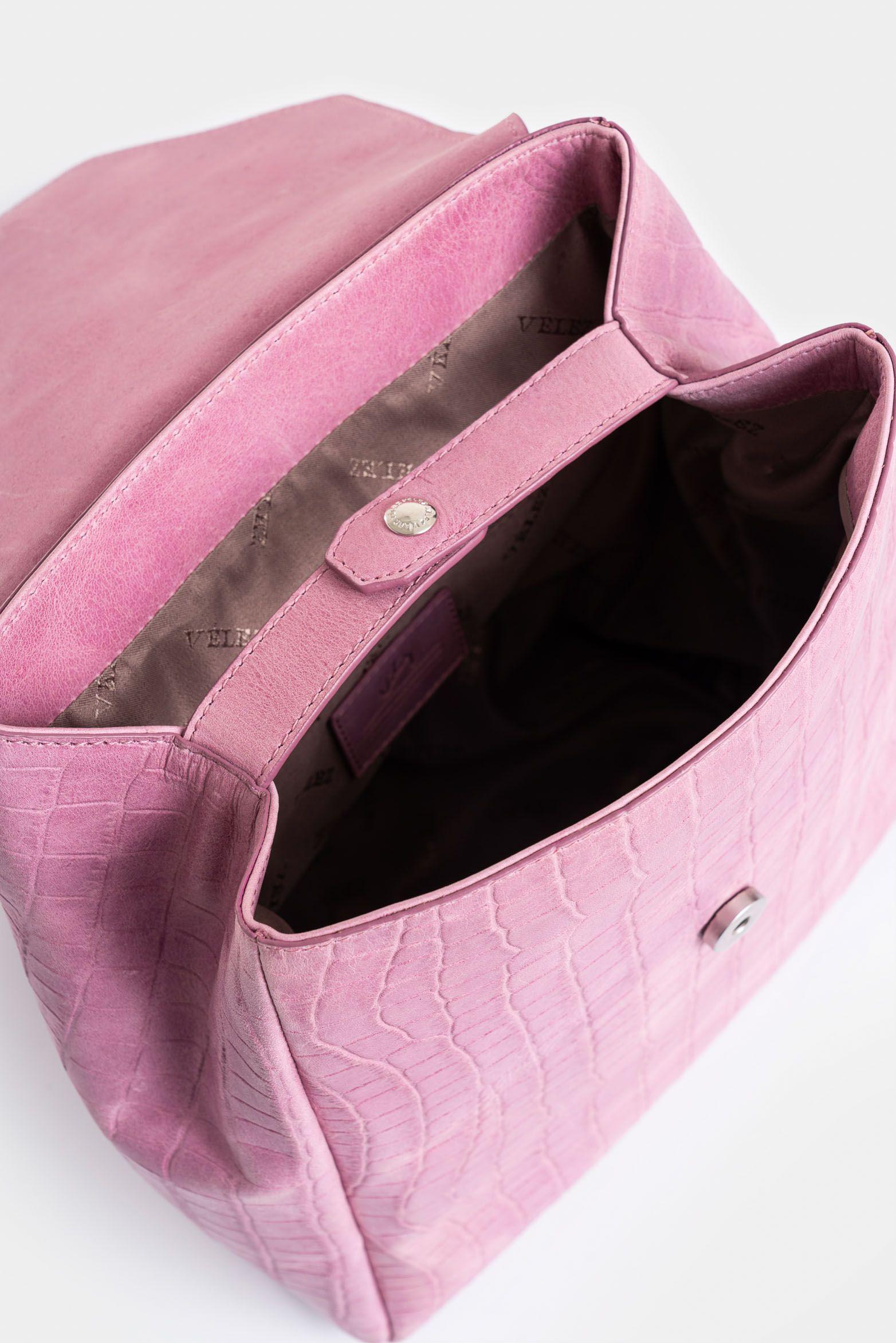 Vélez Mochila Corina 2 De Cuero  Mujer Detalle Grabado Mora-4
