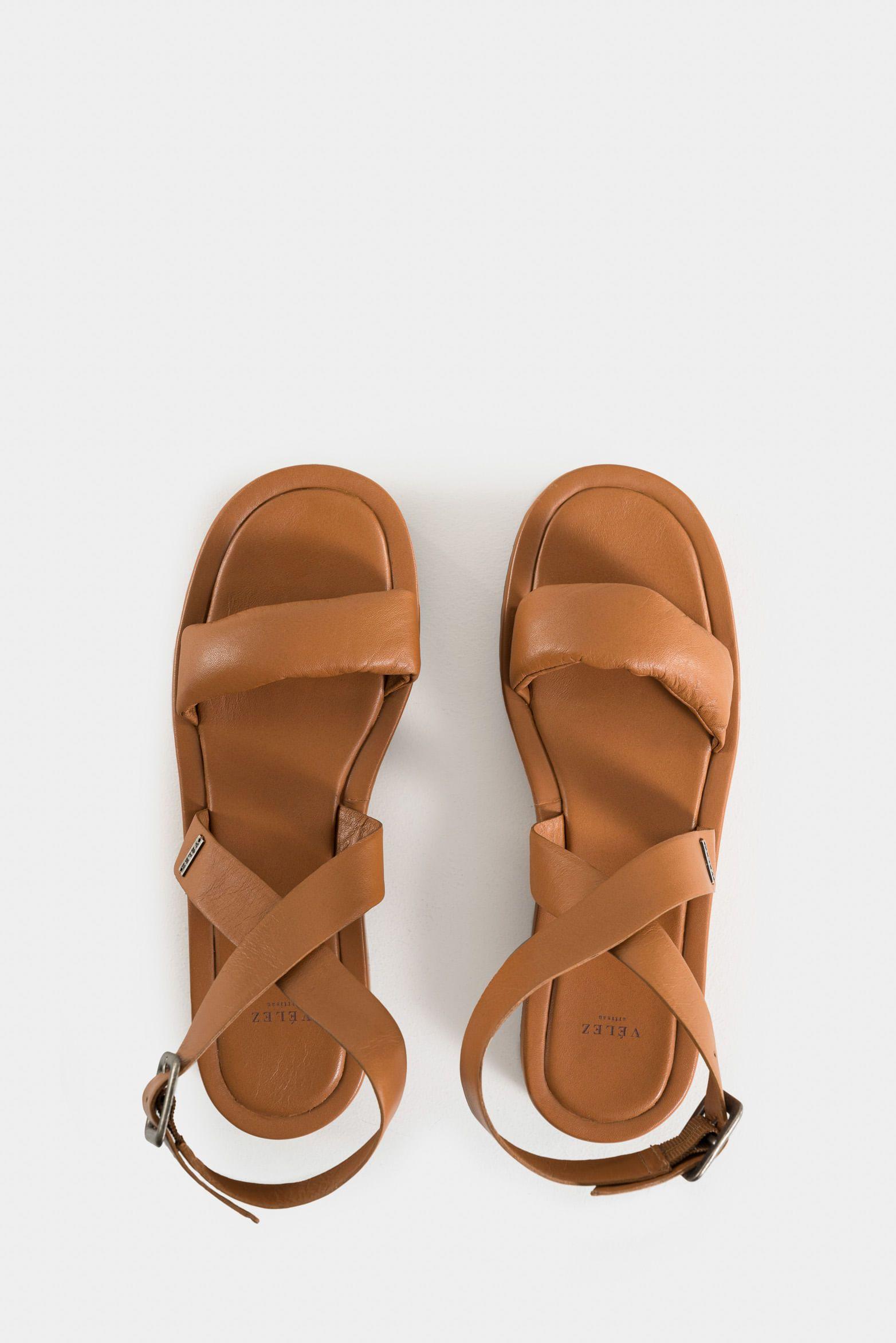 Vélez Sandalias Plataforma Nix Cuero Mujer Hebilla Miel-3