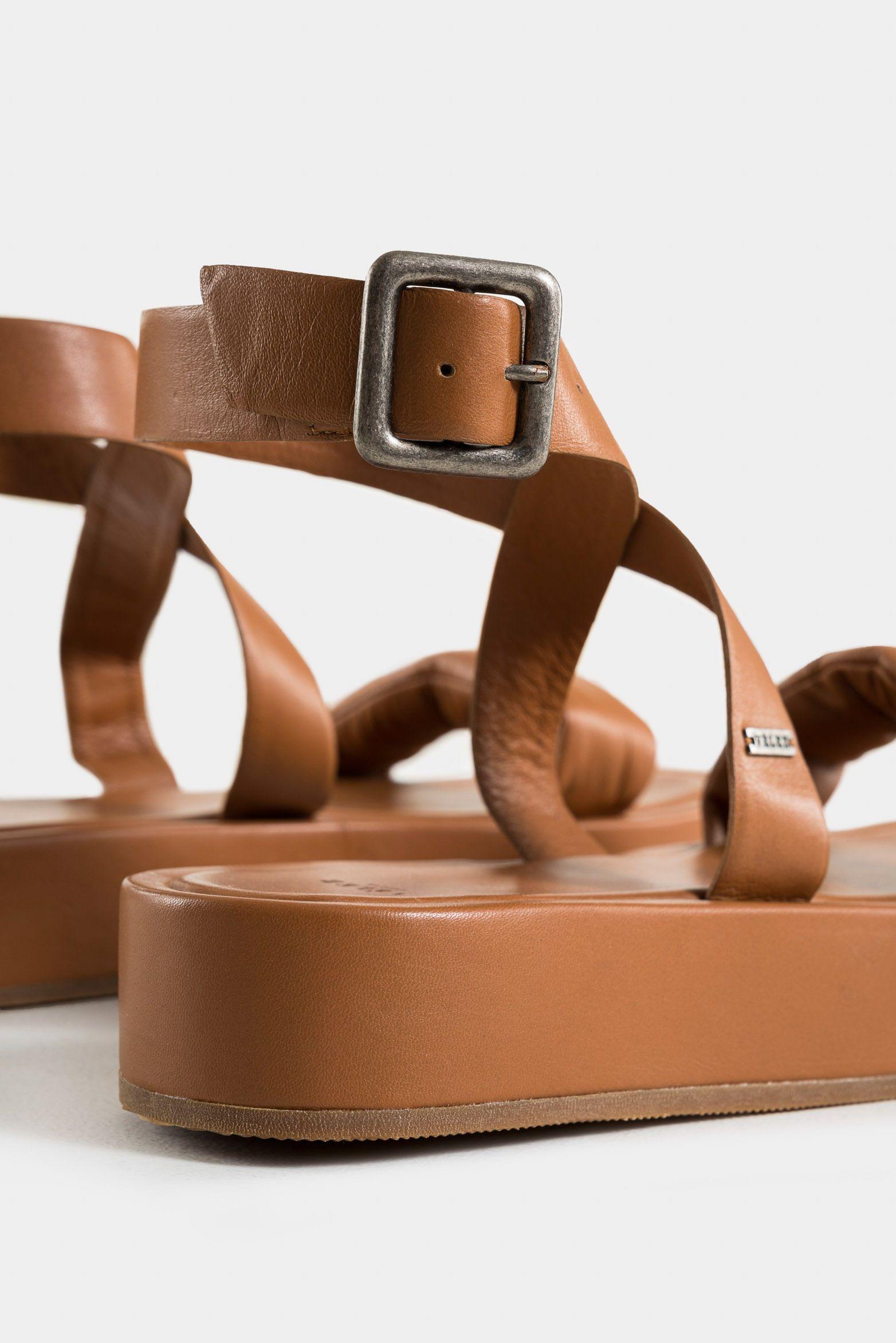 Vélez Sandalias Plataforma Nix Cuero Mujer Hebilla Miel-4