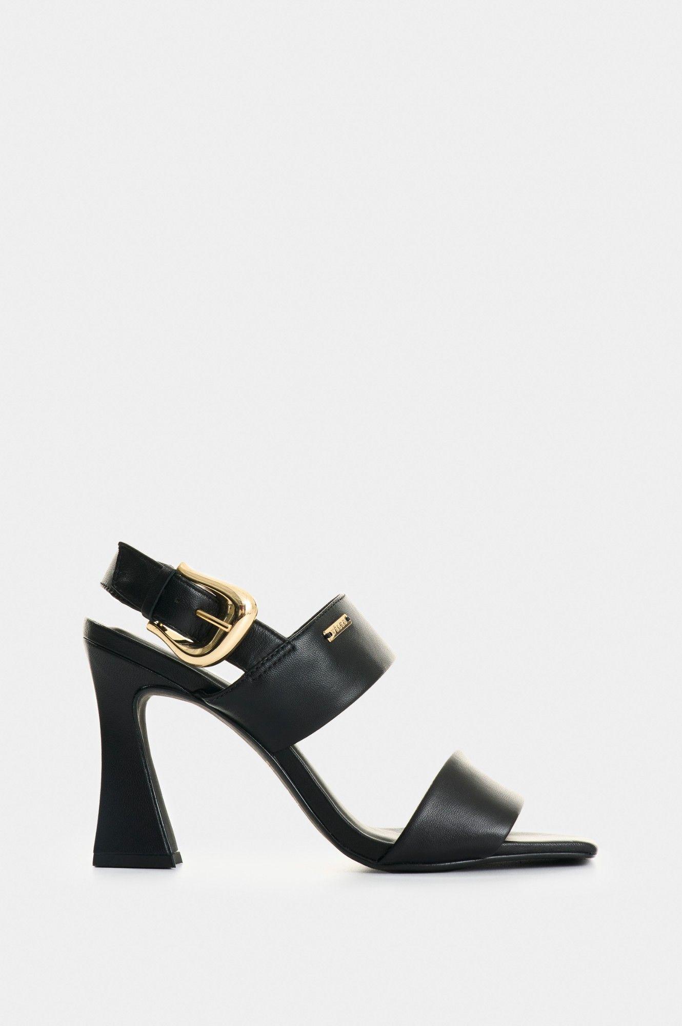 Vélez Sandalia Tacón De Cuero Para Mujer Kira Negro-0