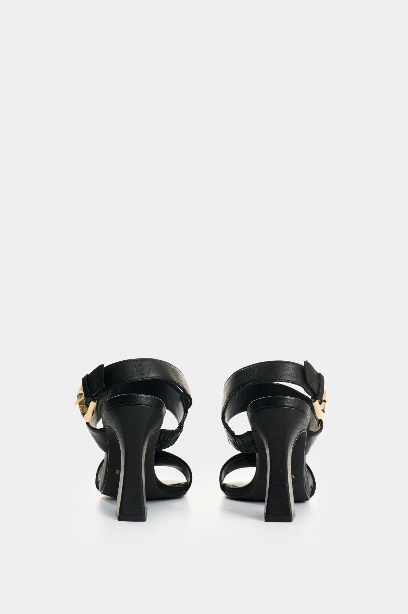 Vélez Sandalia Tacón De Cuero Para Mujer Kira Negro-2