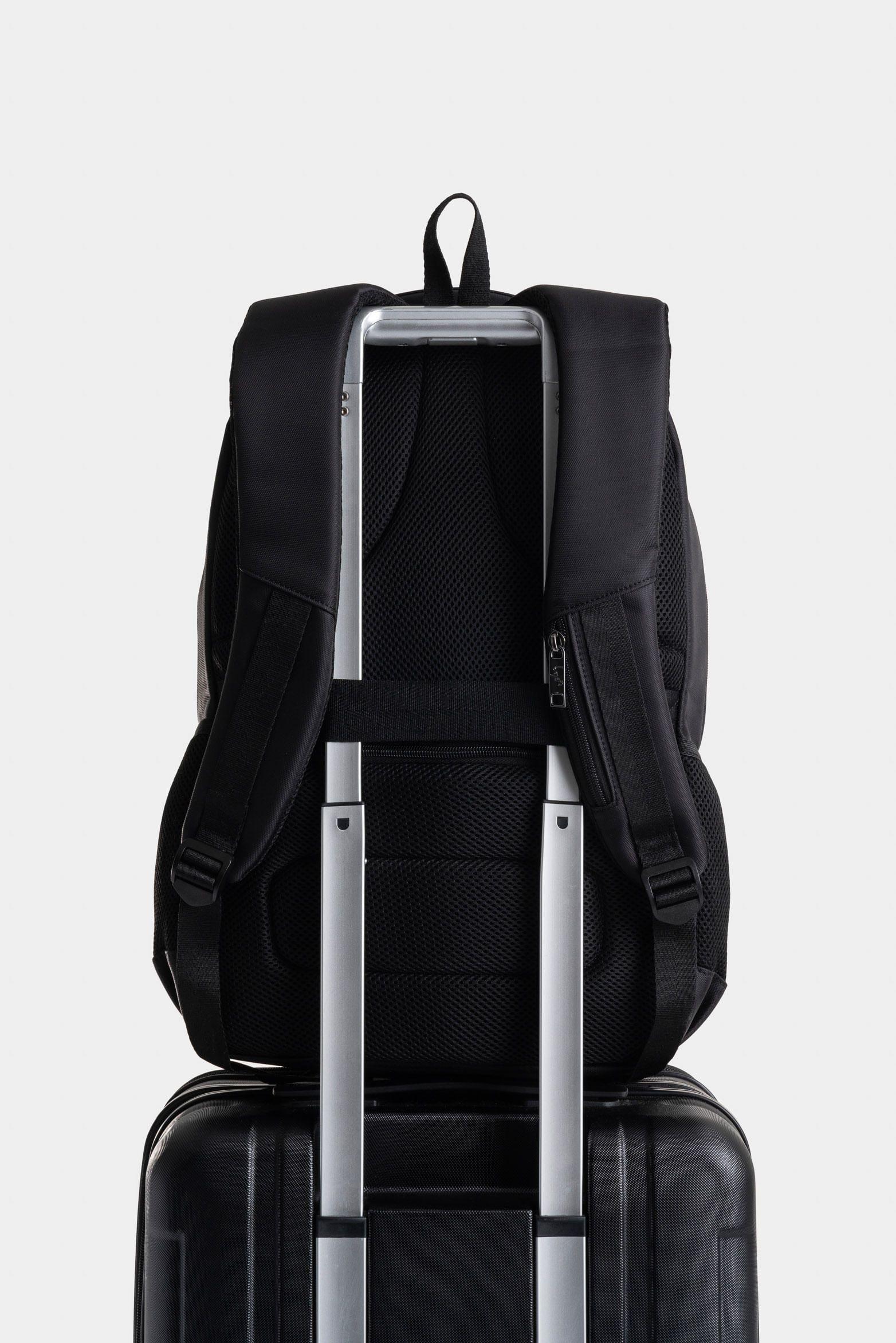 Vélez Mochila Kaiser De Lona y Cuero Para Hombre Negro-2