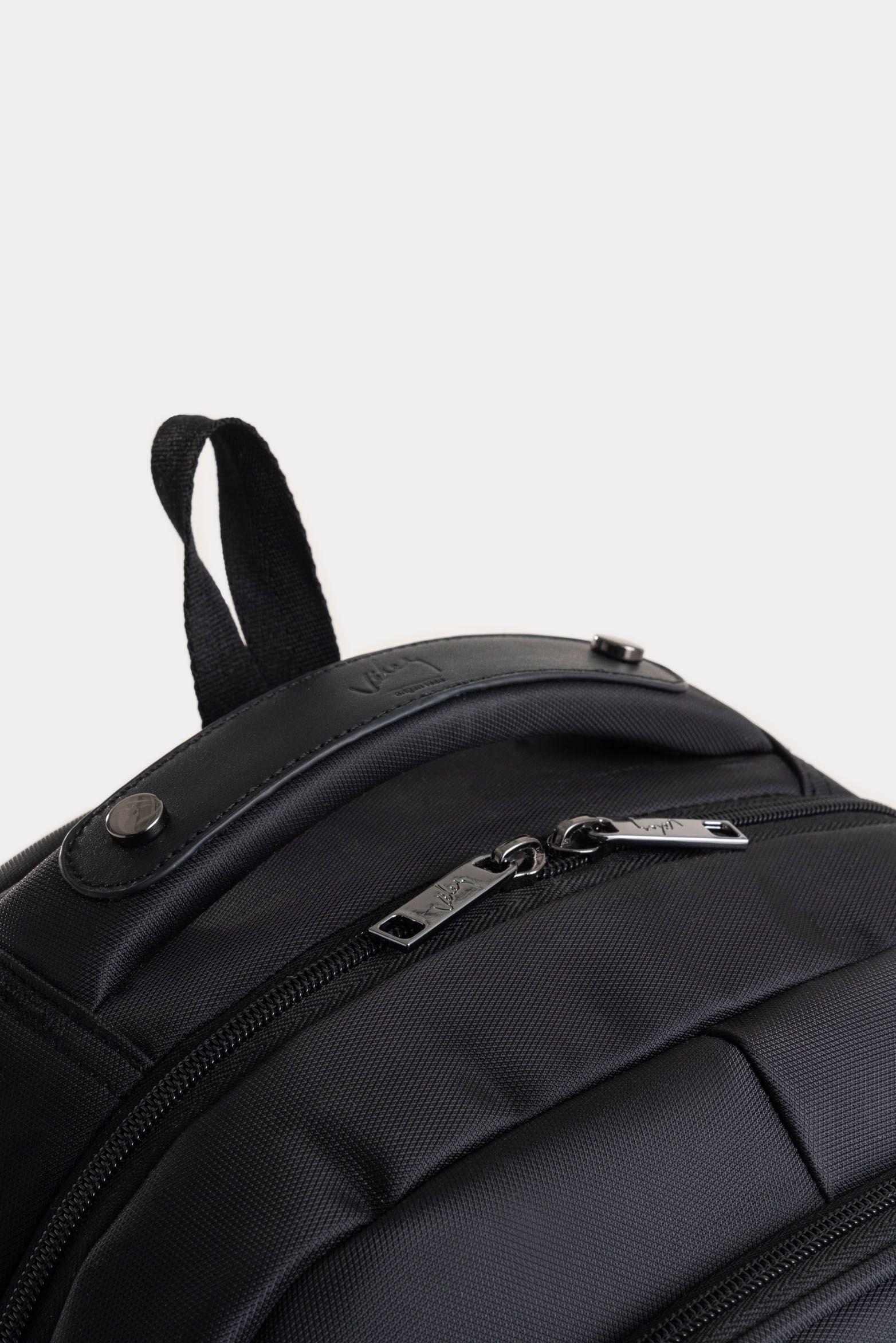 Vélez Mochila Kaiser De Lona y Cuero Para Hombre Negro-3