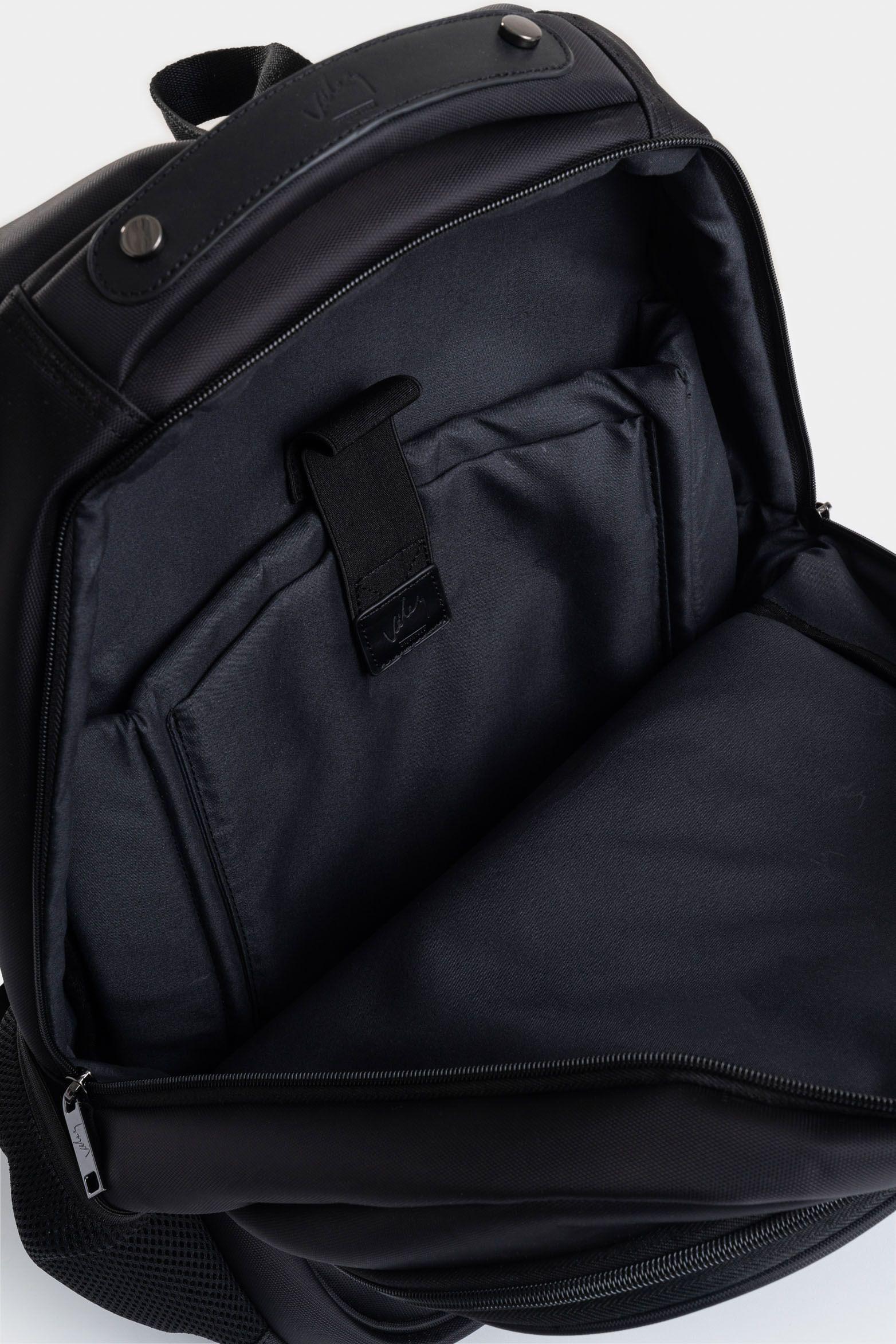 Vélez Mochila Kaiser De Lona y Cuero Para Hombre Negro-4