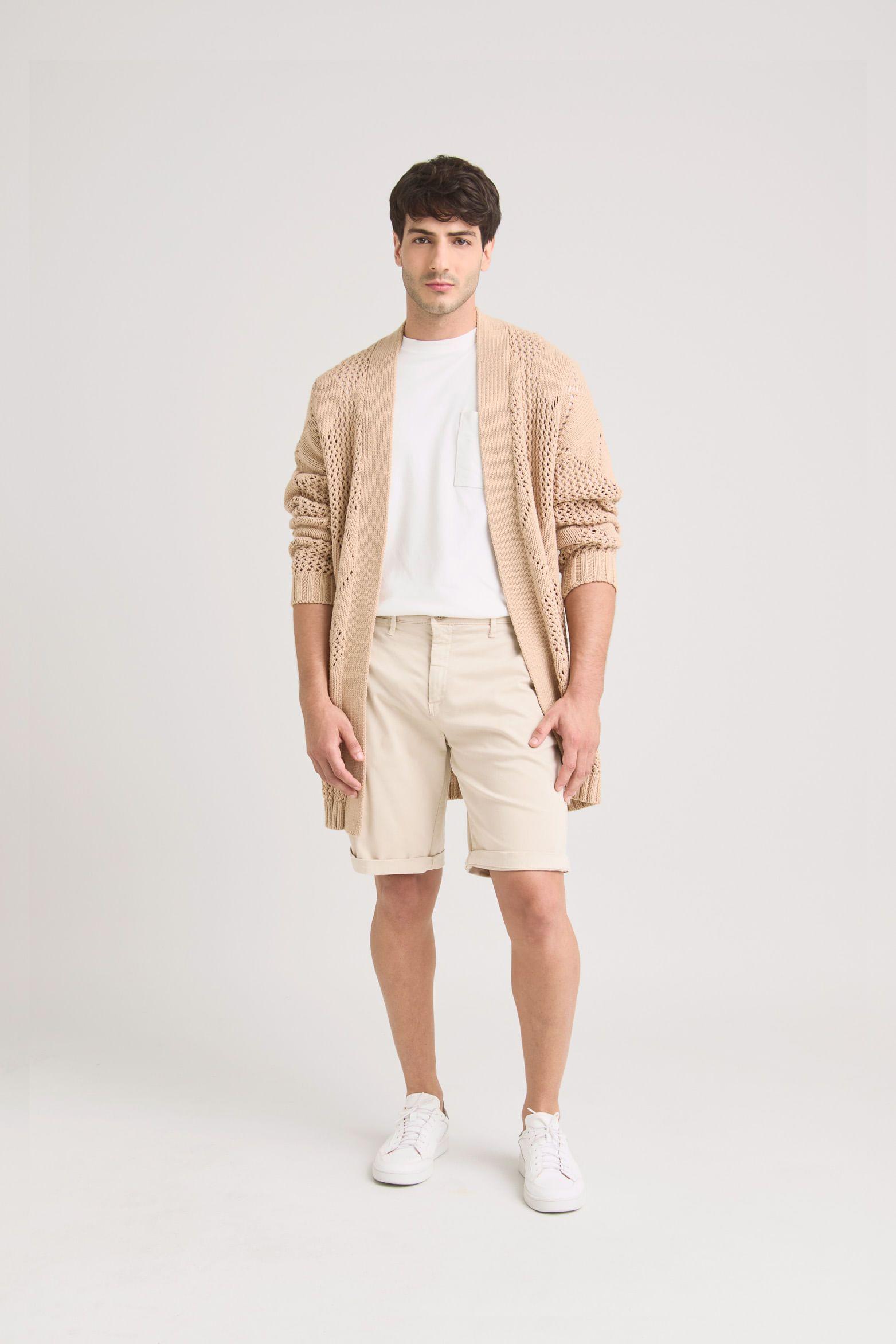 Vélez Sweater Helios Oversized Hombre Diseño Rectilíneo Arena-1