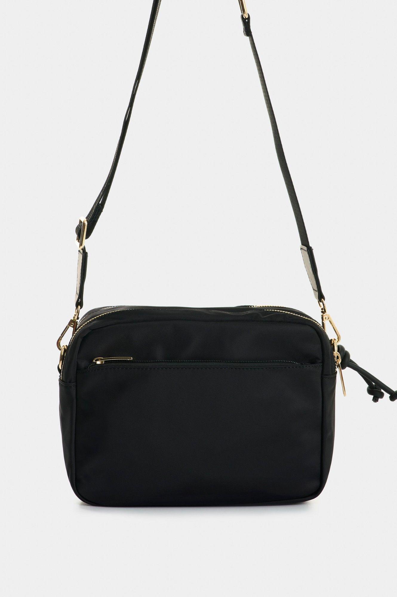Vélez Cartera Bandolera En Lona Y Cuero  Mujer Square Negro-2