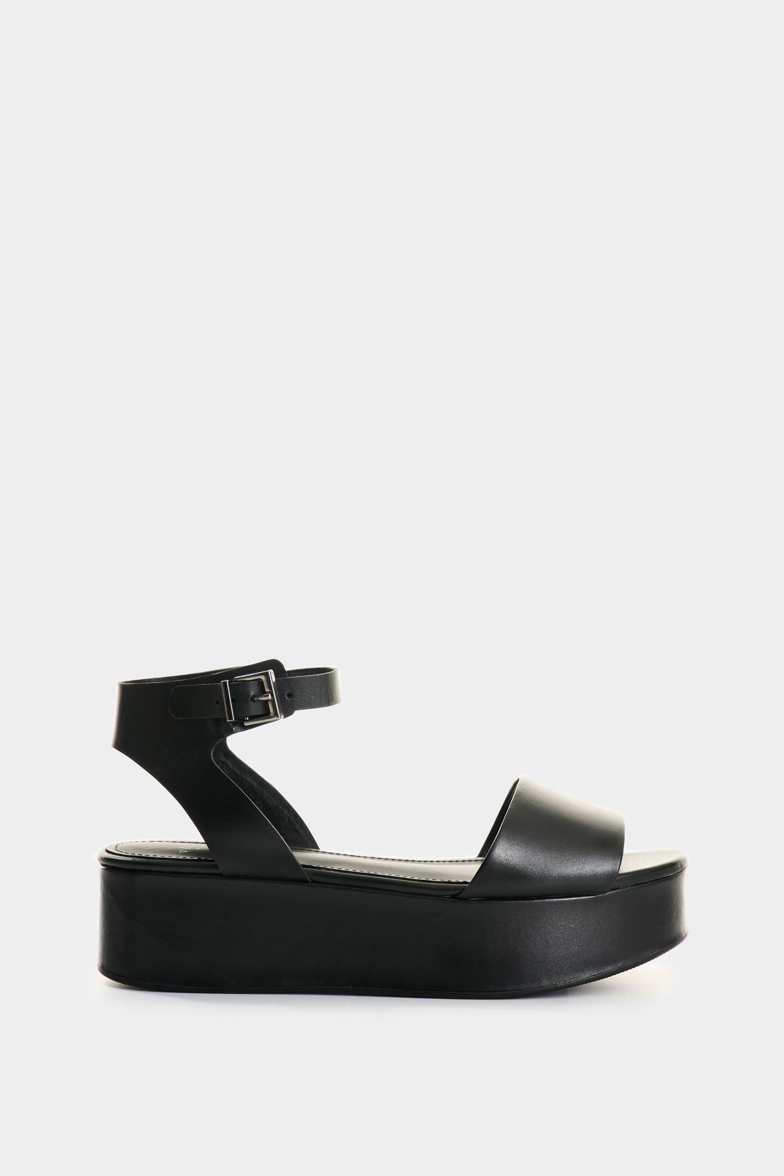 Vélez Sandalia Plataforma De Cuero Para Mujer Soren Negro-0