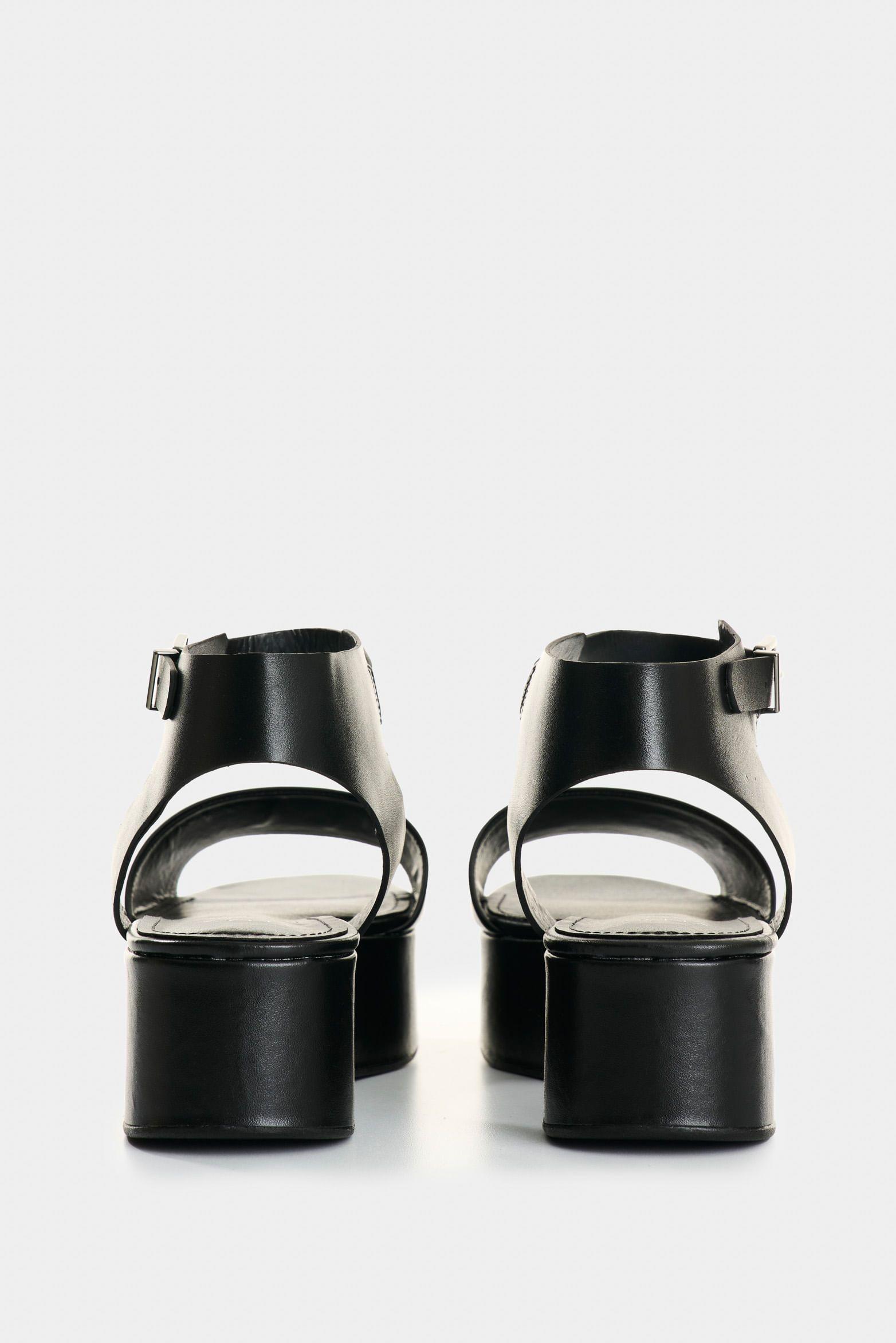 Vélez Sandalia Plataforma De Cuero Para Mujer Soren Negro-2