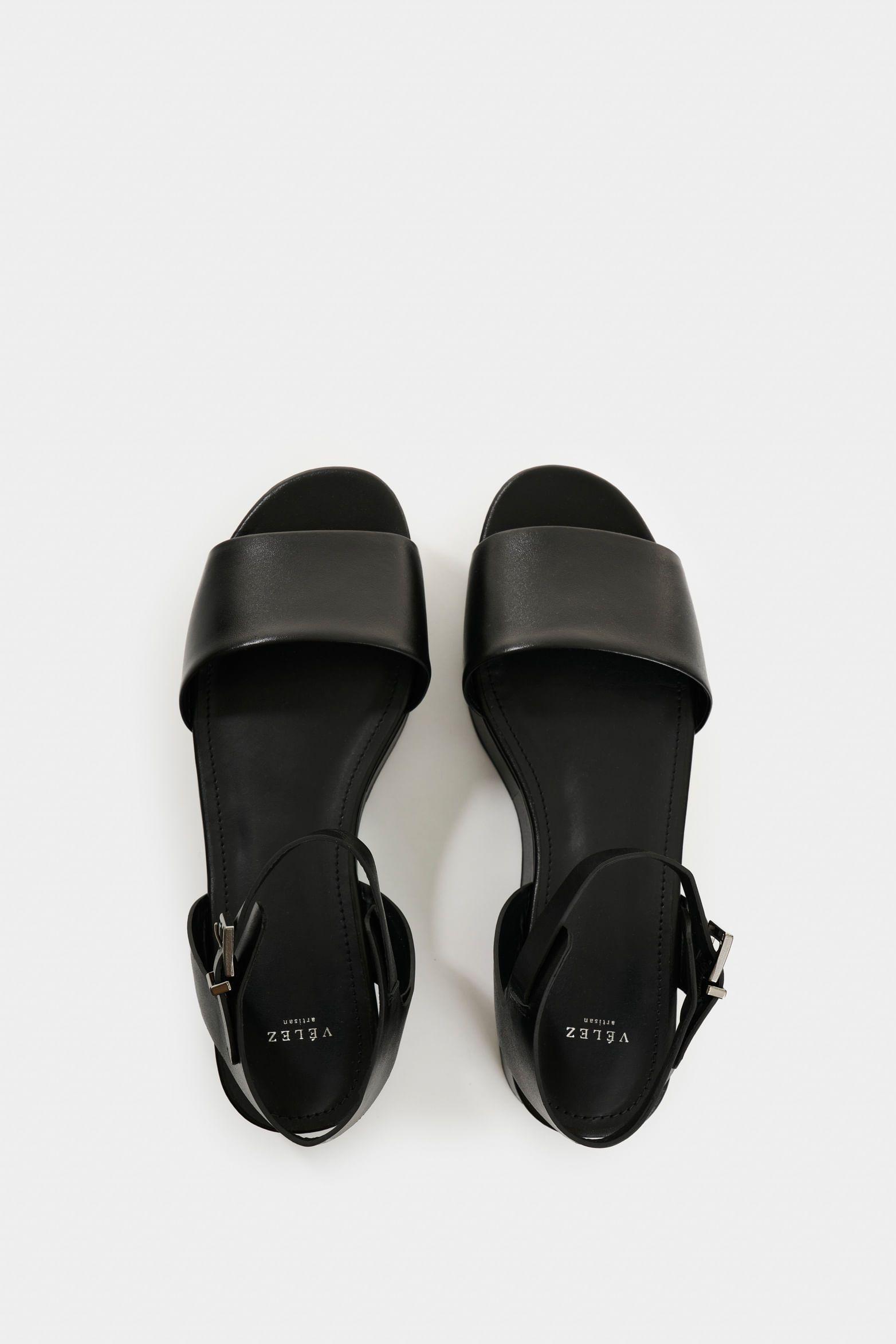 Vélez Sandalia Plataforma De Cuero Para Mujer Soren Negro-3