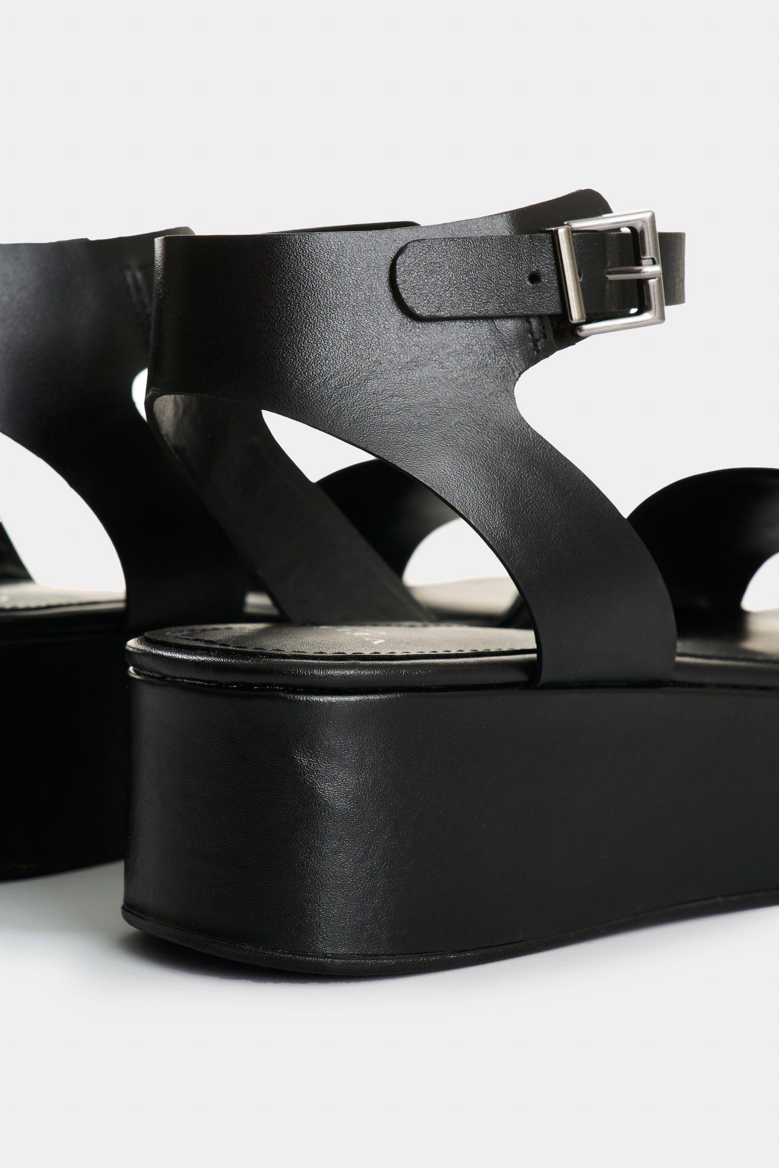 Vélez Sandalia Plataforma De Cuero Para Mujer Soren Negro-4