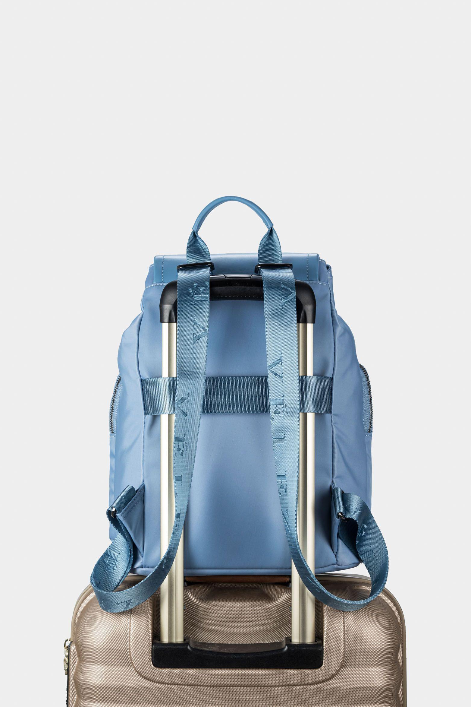 Vélez Mochila Ibiza Cuero Y Lona Reciclado Mujer Azul Claro-3