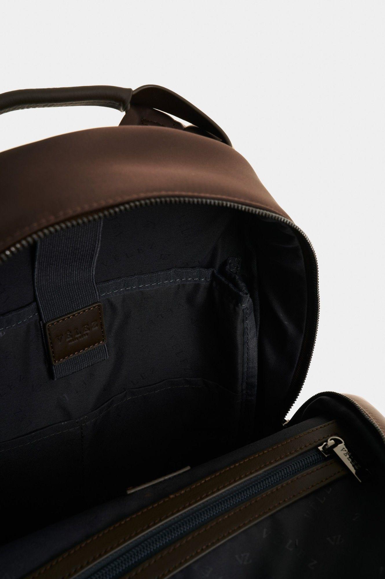 Vélez Mochila En Lona Y Cuero Hombre Astra Café-4