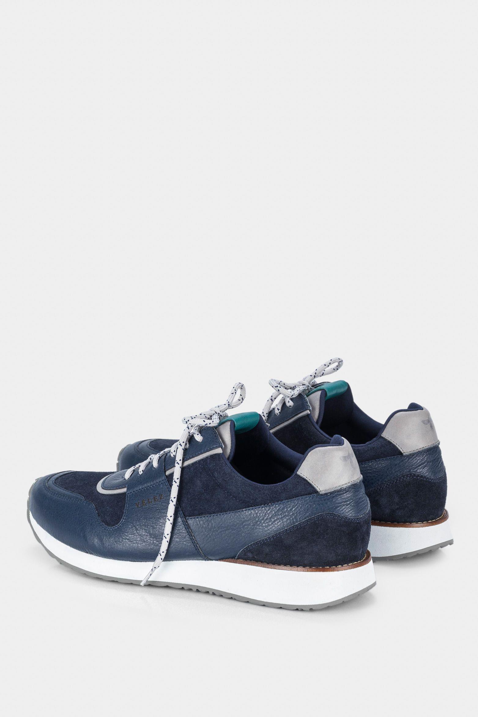 Vélez Zapatillas Pumbra Cuero Y Gamuzado Hombre Azul Oscuro-2
