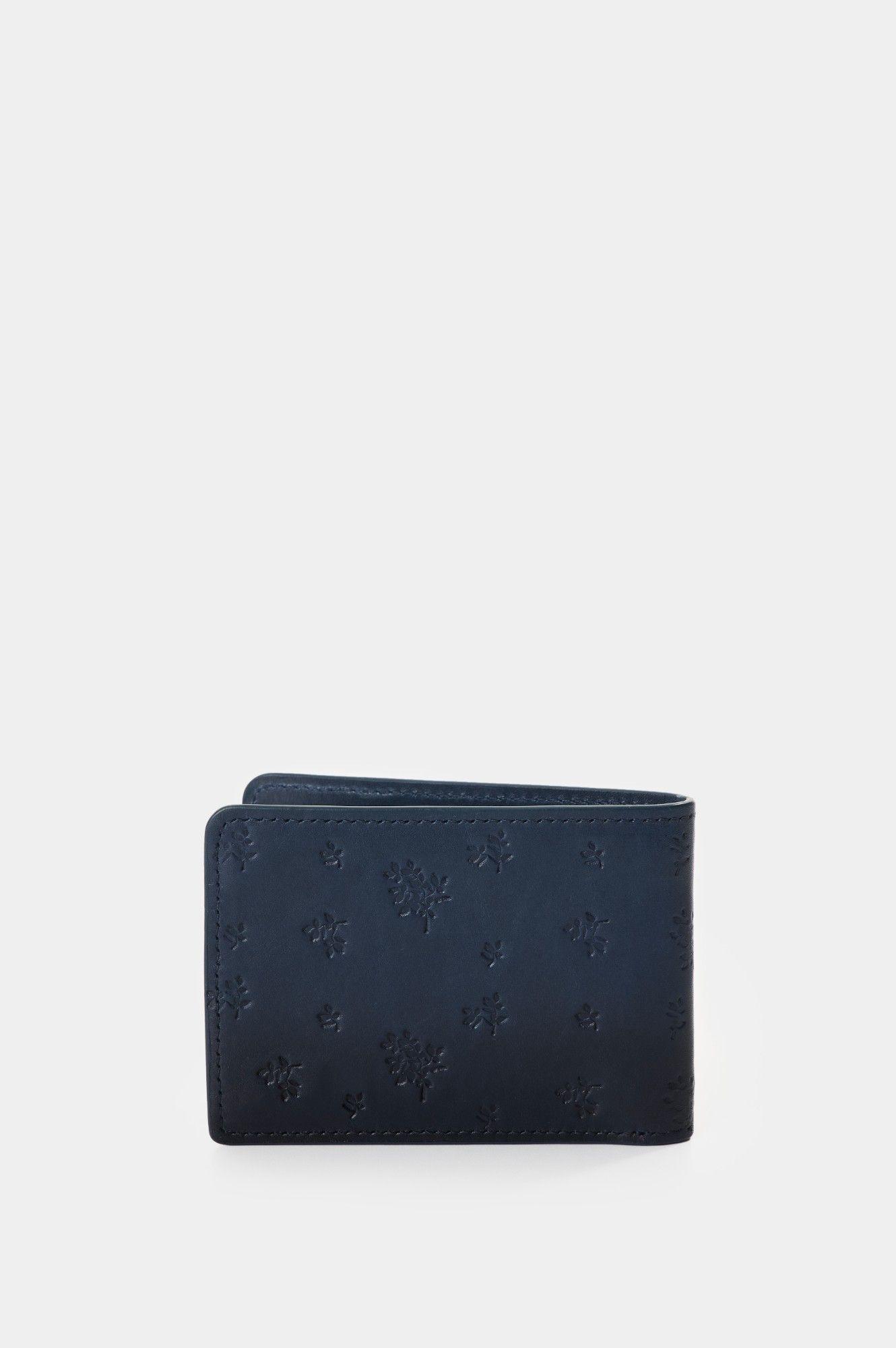 Vélez Billetera De Cuero Grabado Para Hombre Ray Azul Oscuro-0